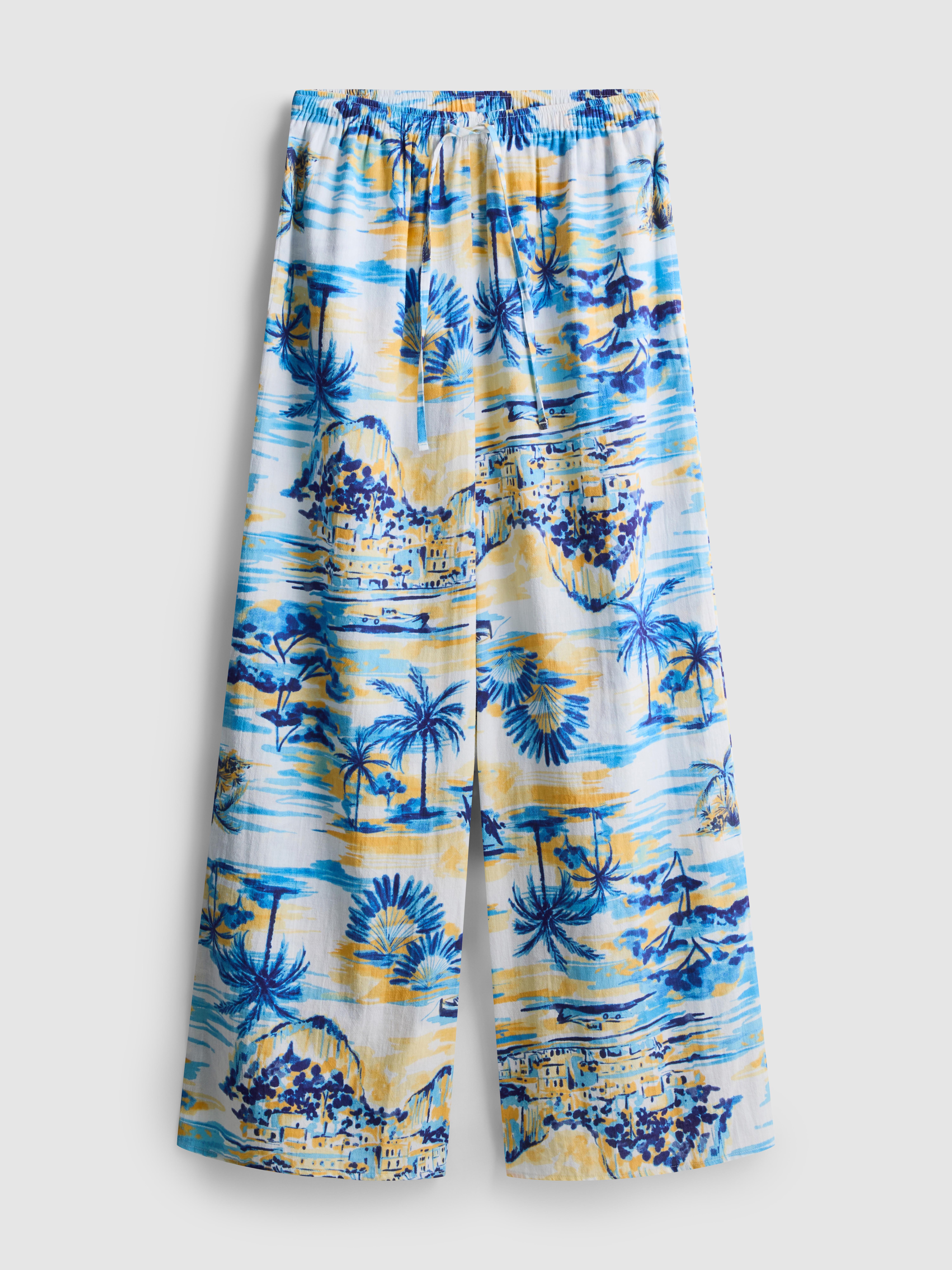Printed Wide-Leg Beach Pants