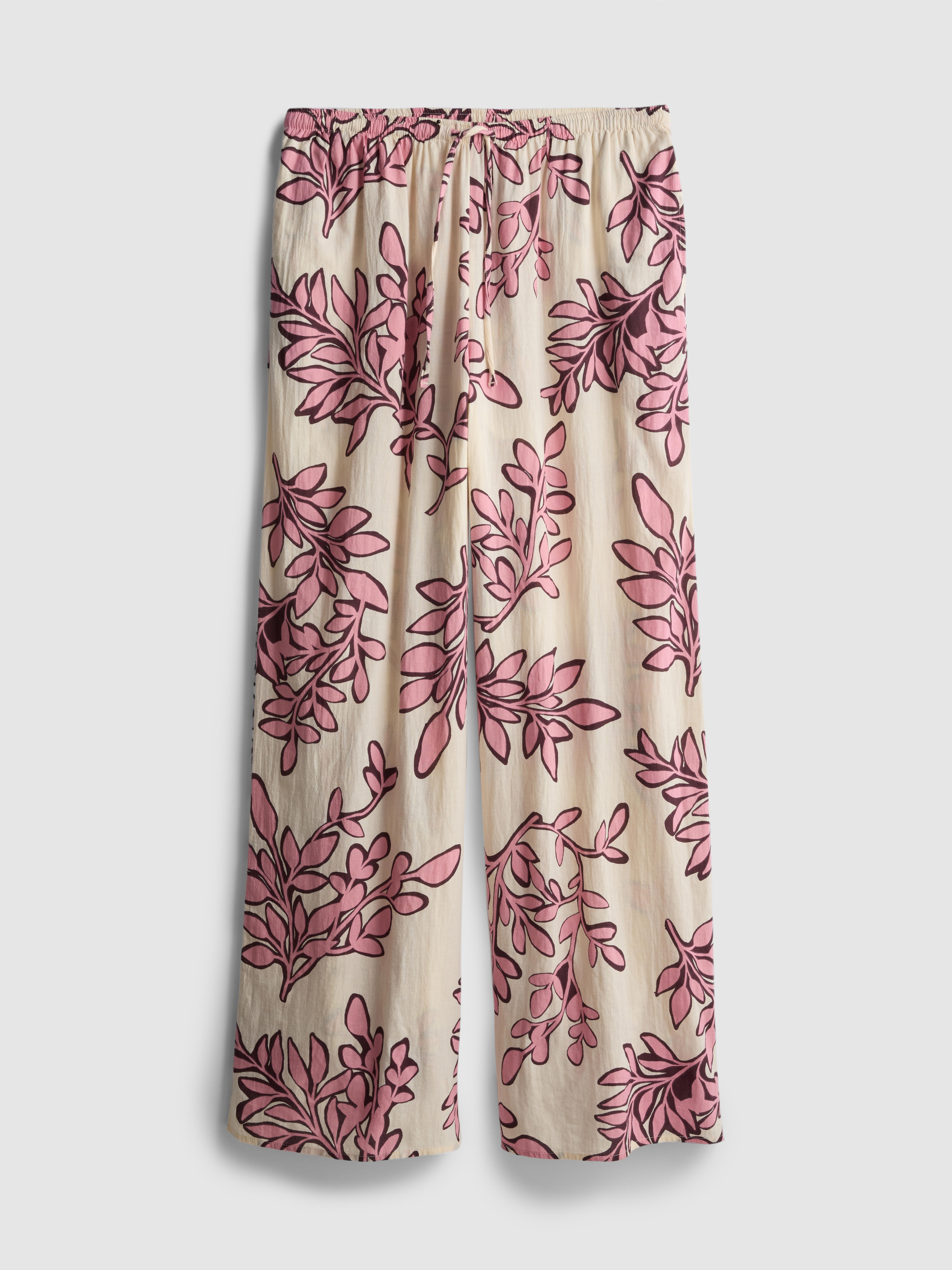 Printed Wide Leg Beach Trousers