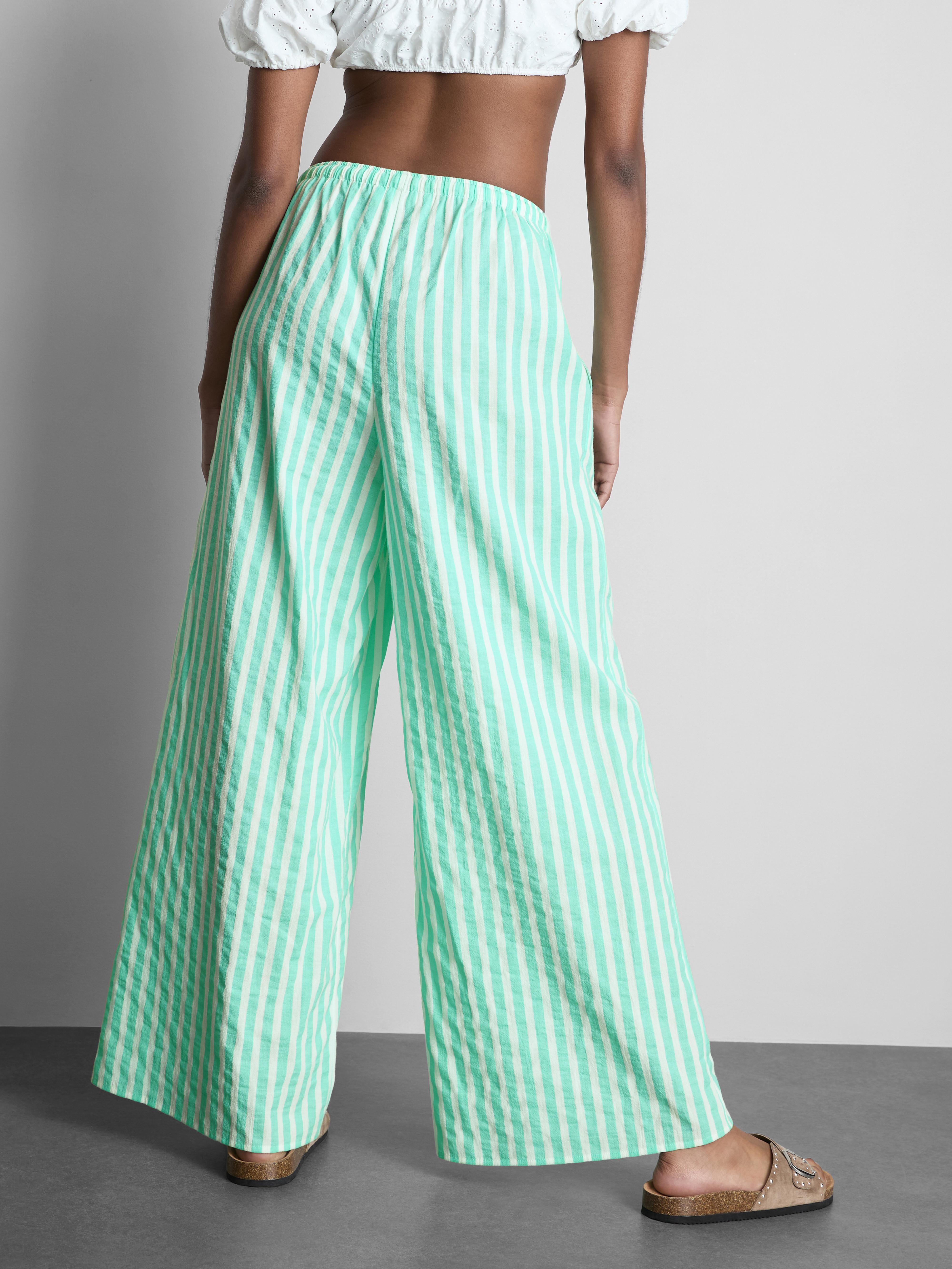 Women's Mint Printed Wide-Leg Beach Pants