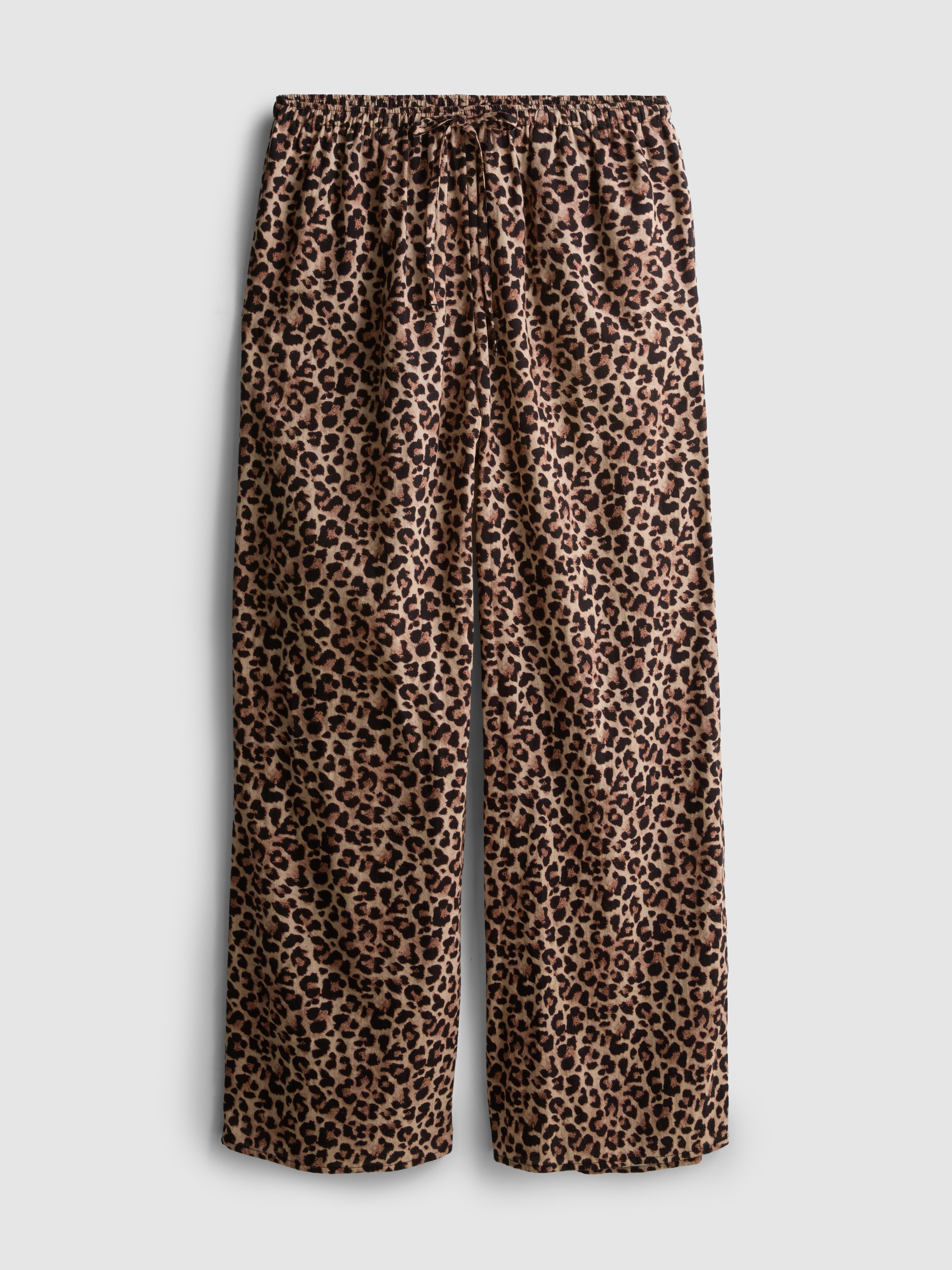 Women's Brown Printed Wide-Leg Beach Pants