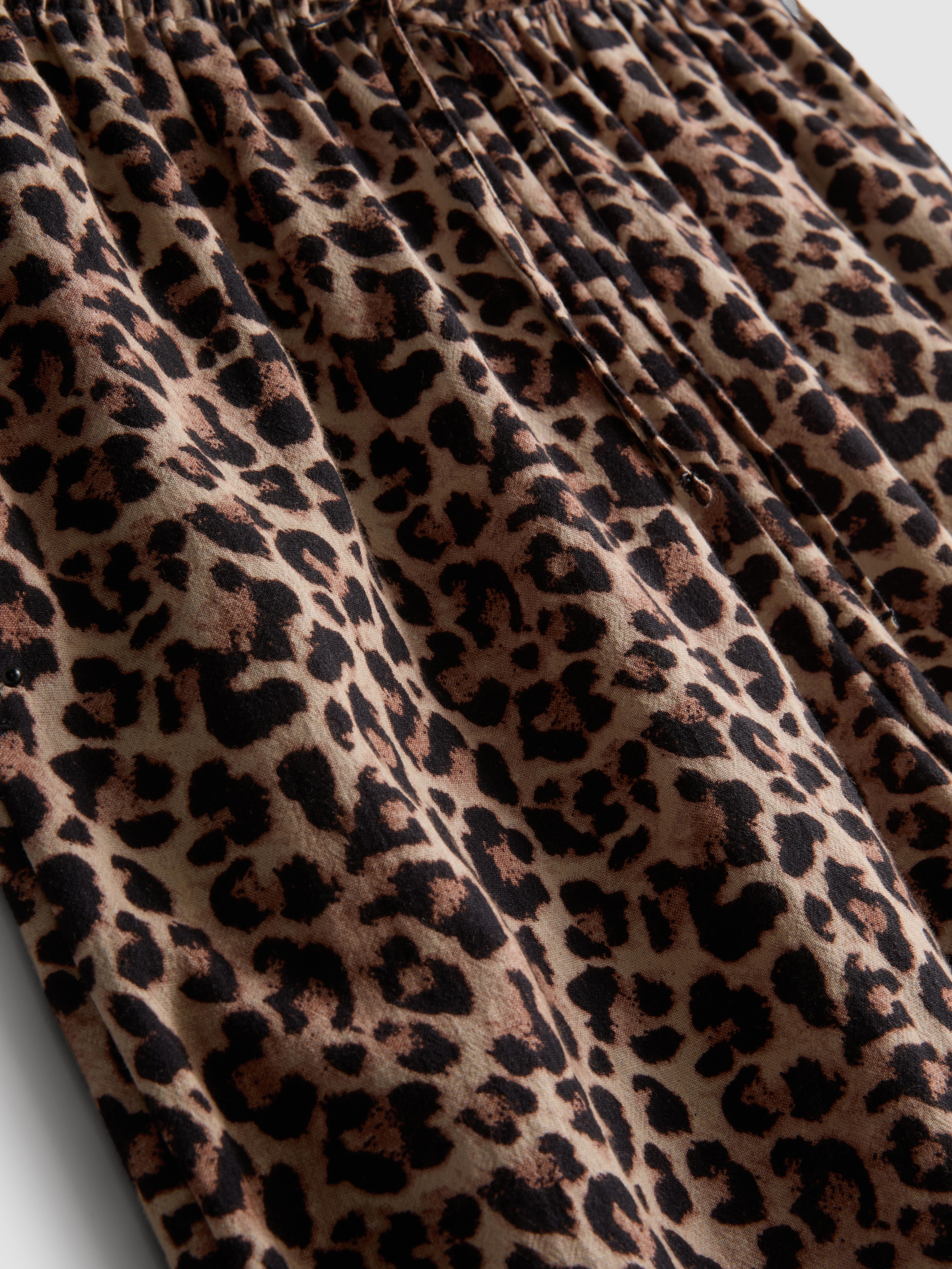 Women's Brown Printed Wide-Leg Beach Pants