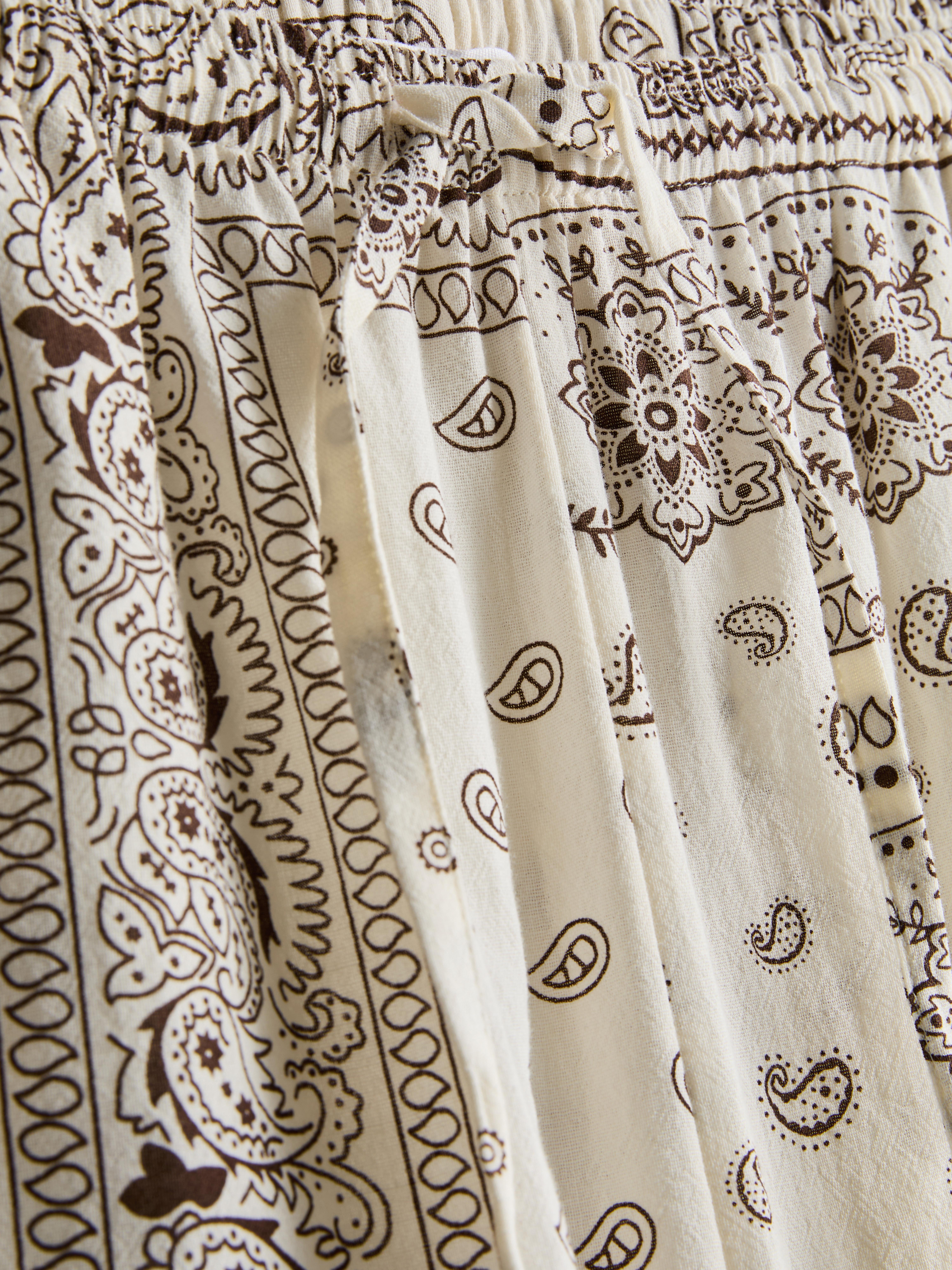 Women's Dark Brown Printed Wide-Leg Beach Pants