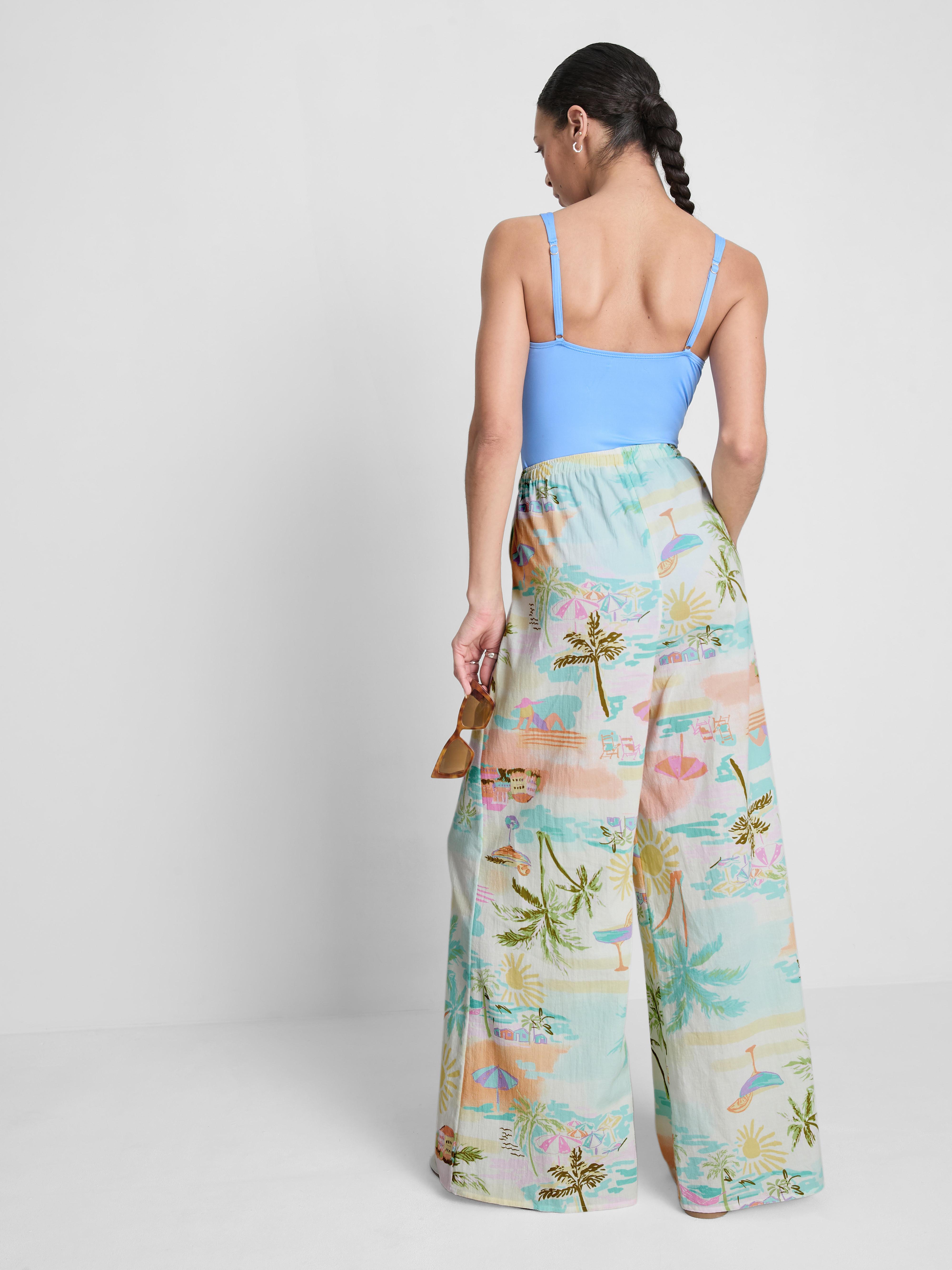 Women's Multi Printed Wide-Leg Beach Pants