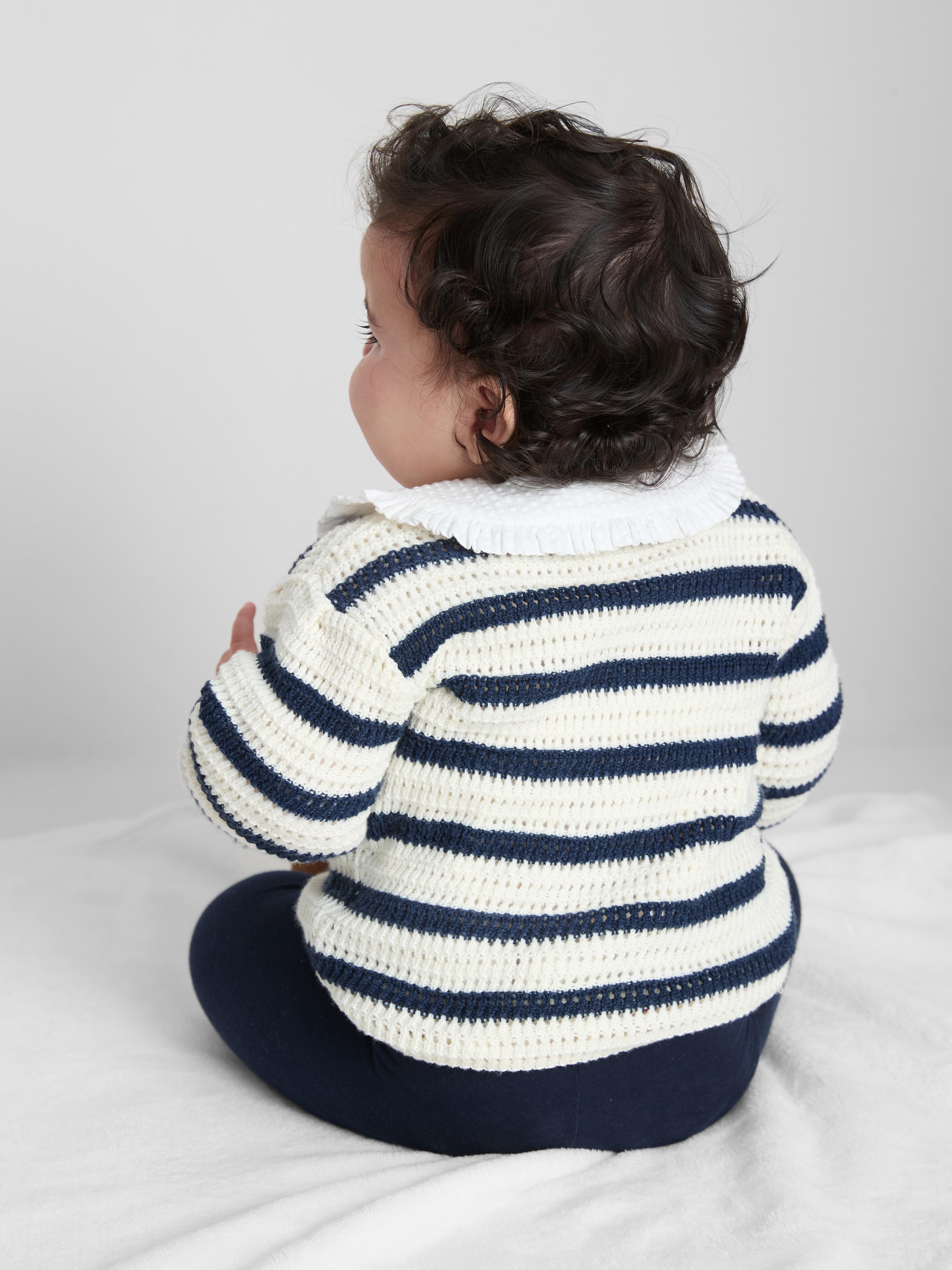 0-36mths | Stripe Embroidered Cardigan