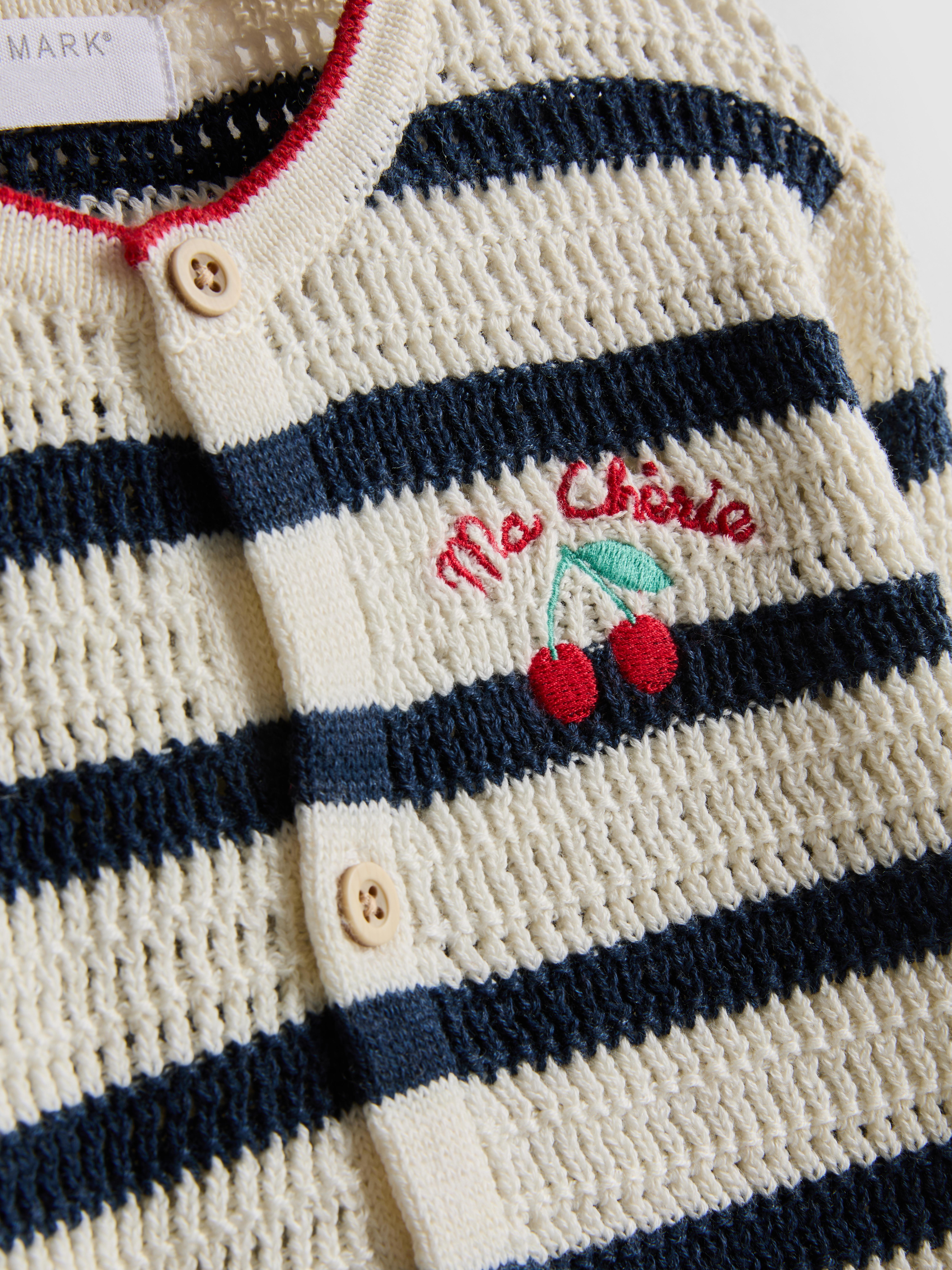 0-36mths | Stripe Embroidered Cardigan