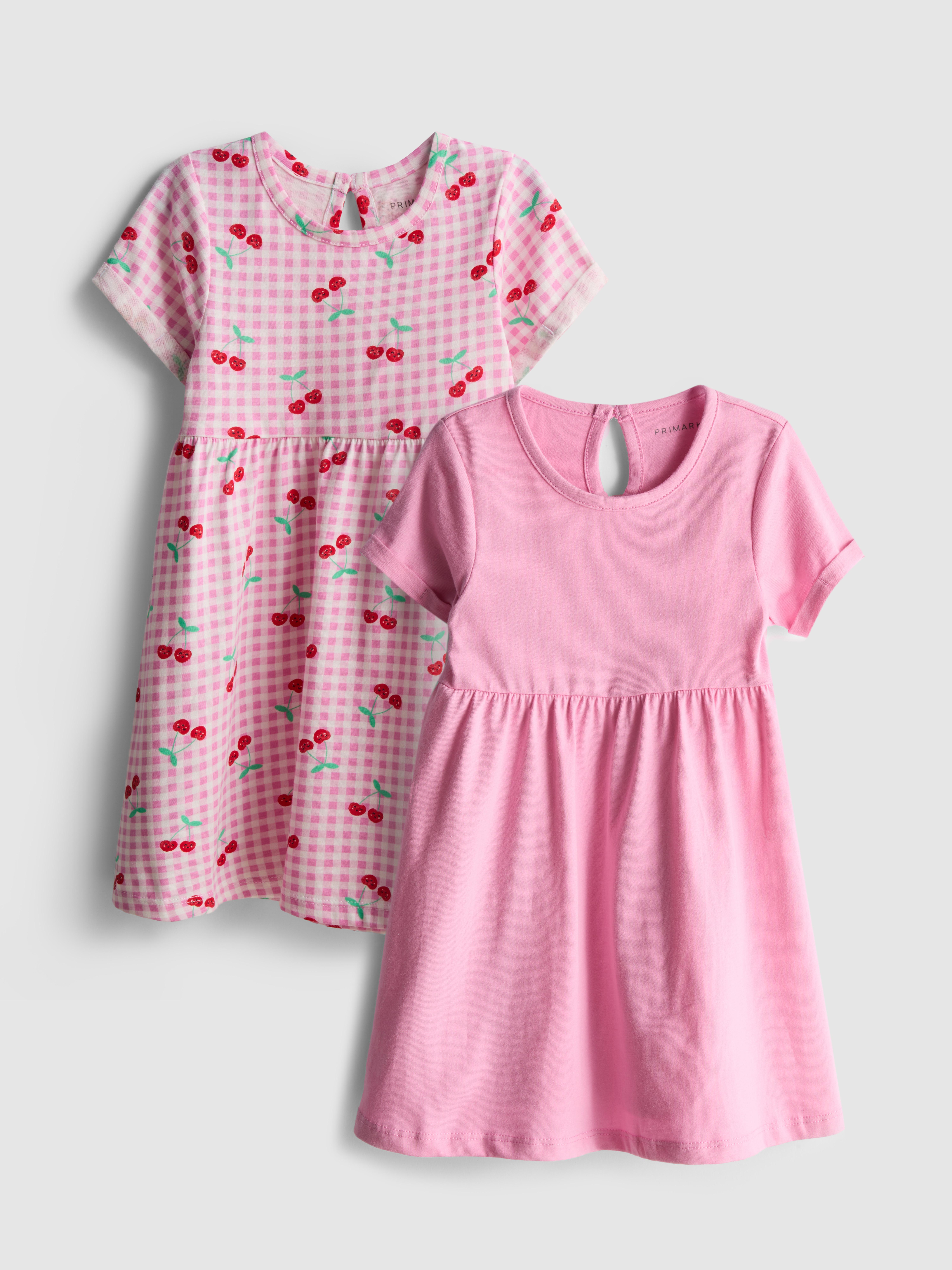Baby Girls Light Pink 0-36mths | 2pk Jersey Smock Dresses