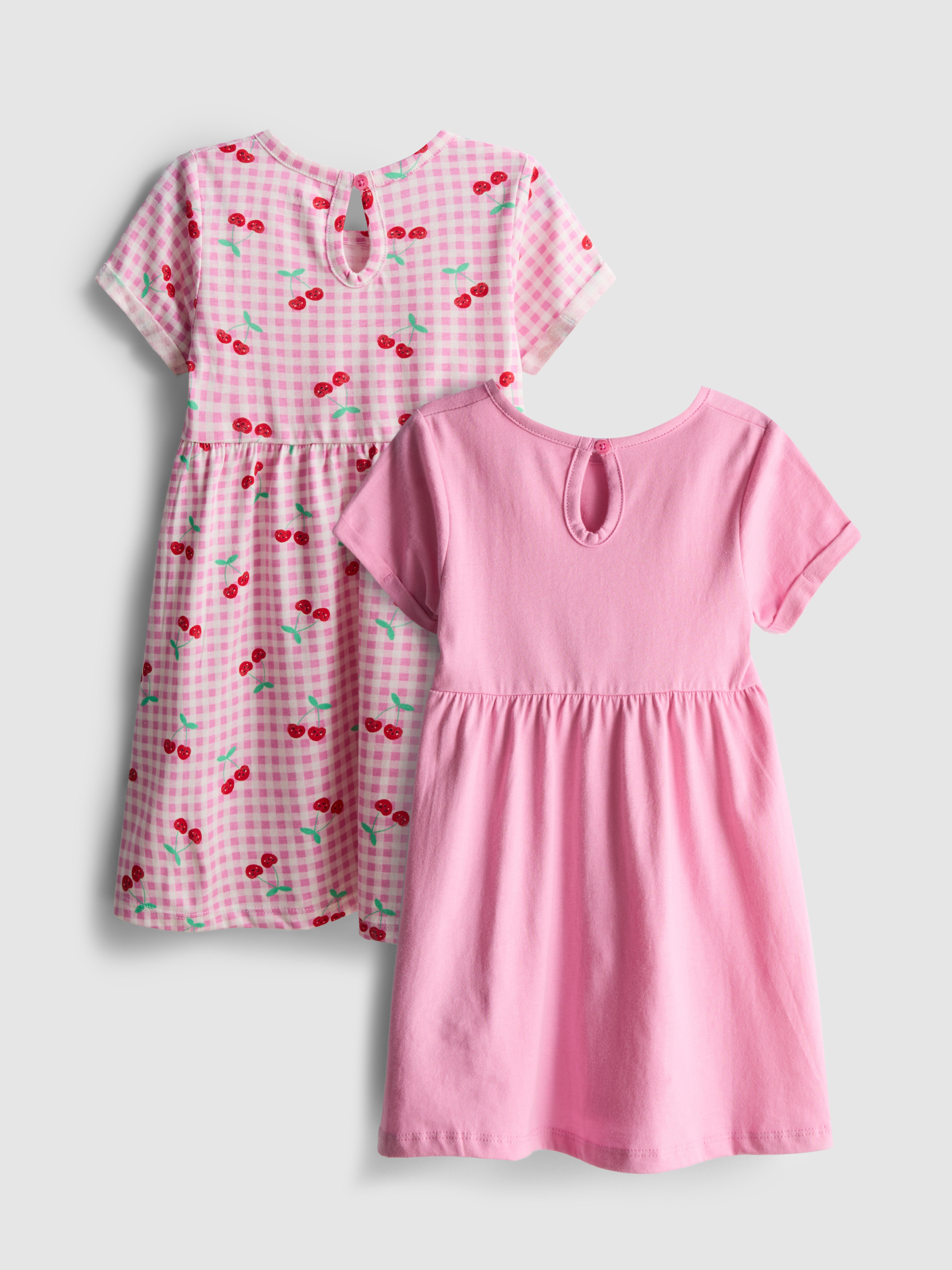 Baby Girls Light Pink 0-36mths | 2pk Jersey Smock Dresses