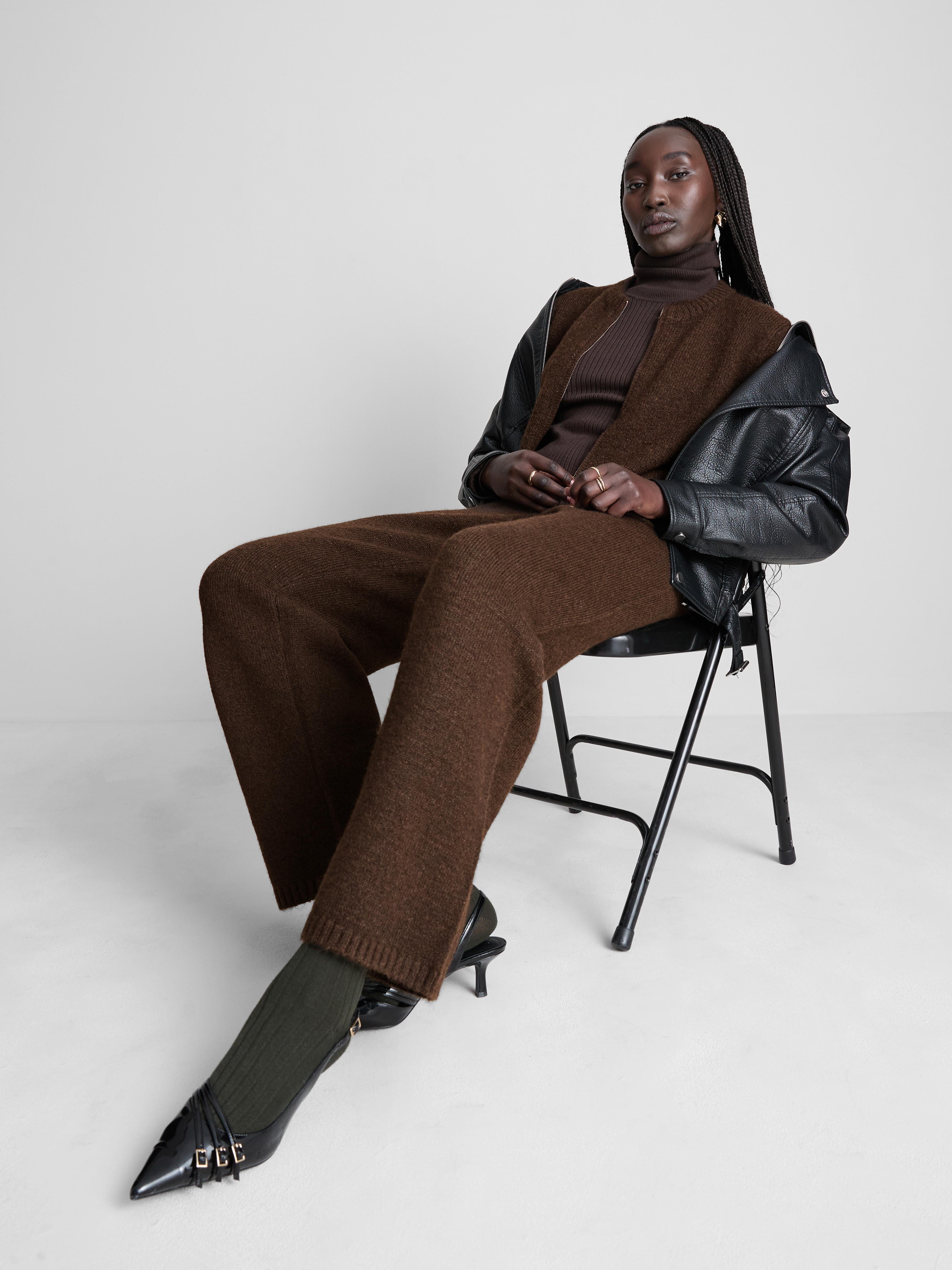 Knitted Zip Through Bomber Cardigan