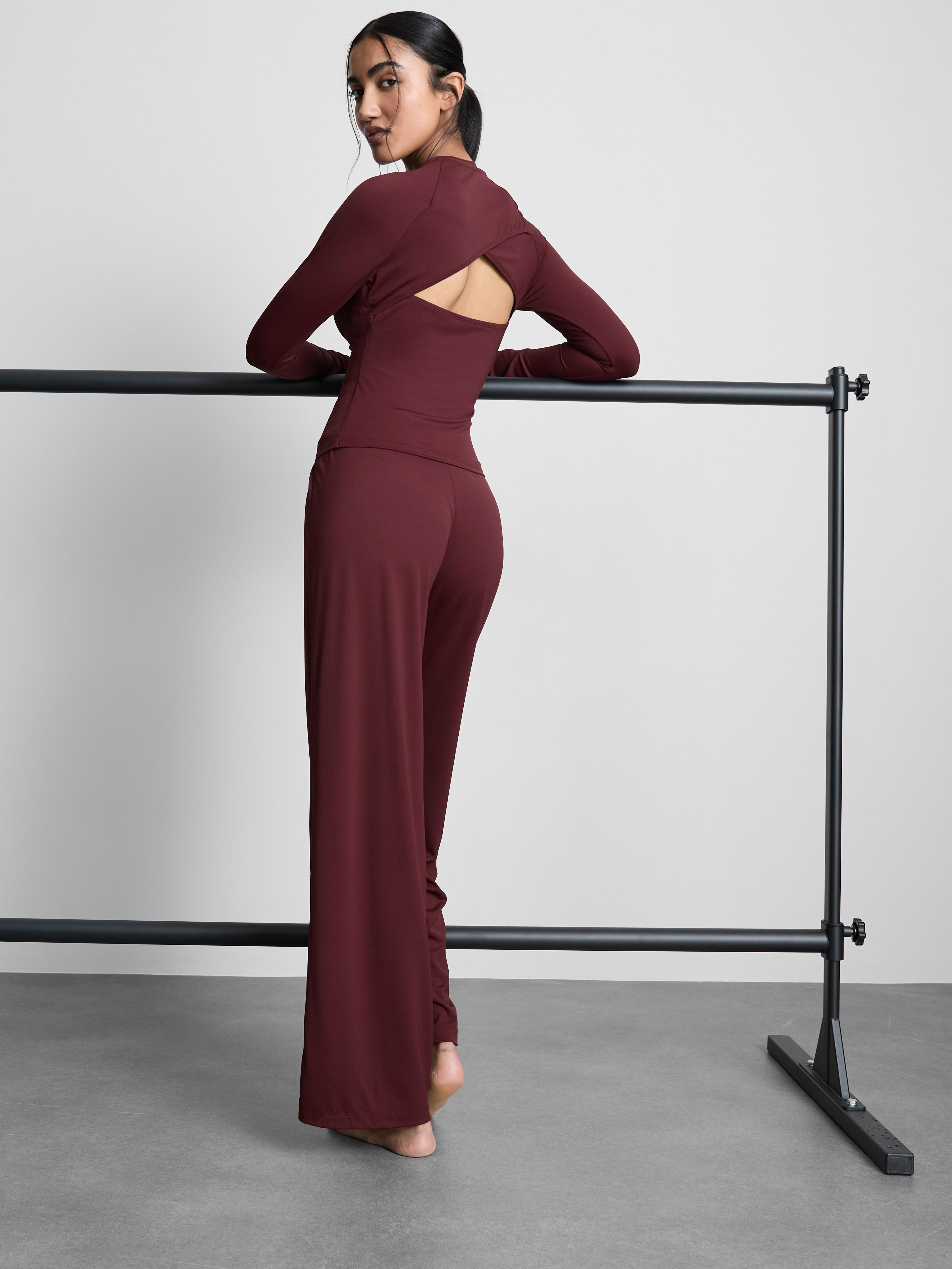 Women's Burgundy Buttery Soft Long-Sleeve Cut-Out Top