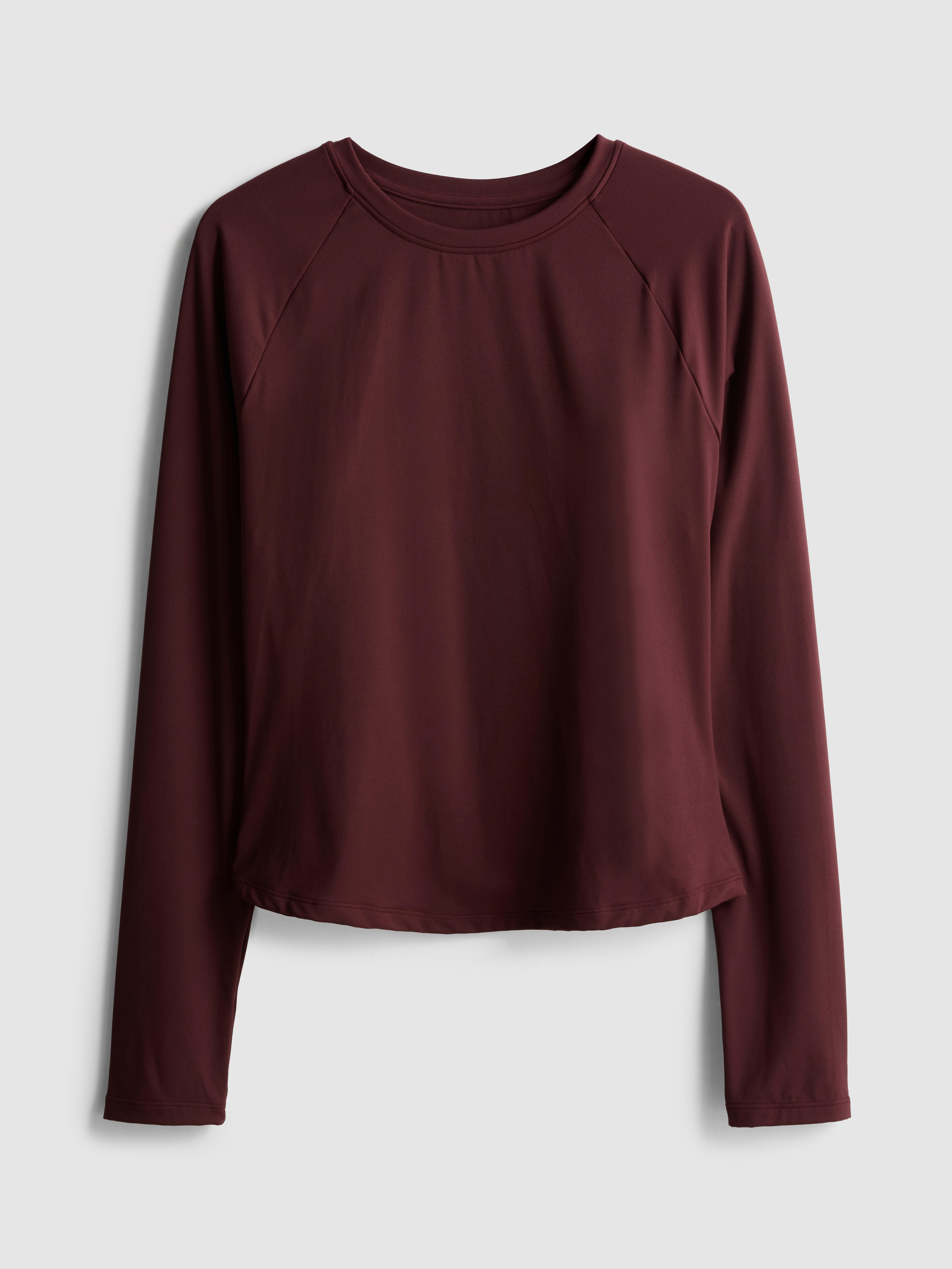 Women's Burgundy Buttery Soft Long-Sleeve Cut-Out Top