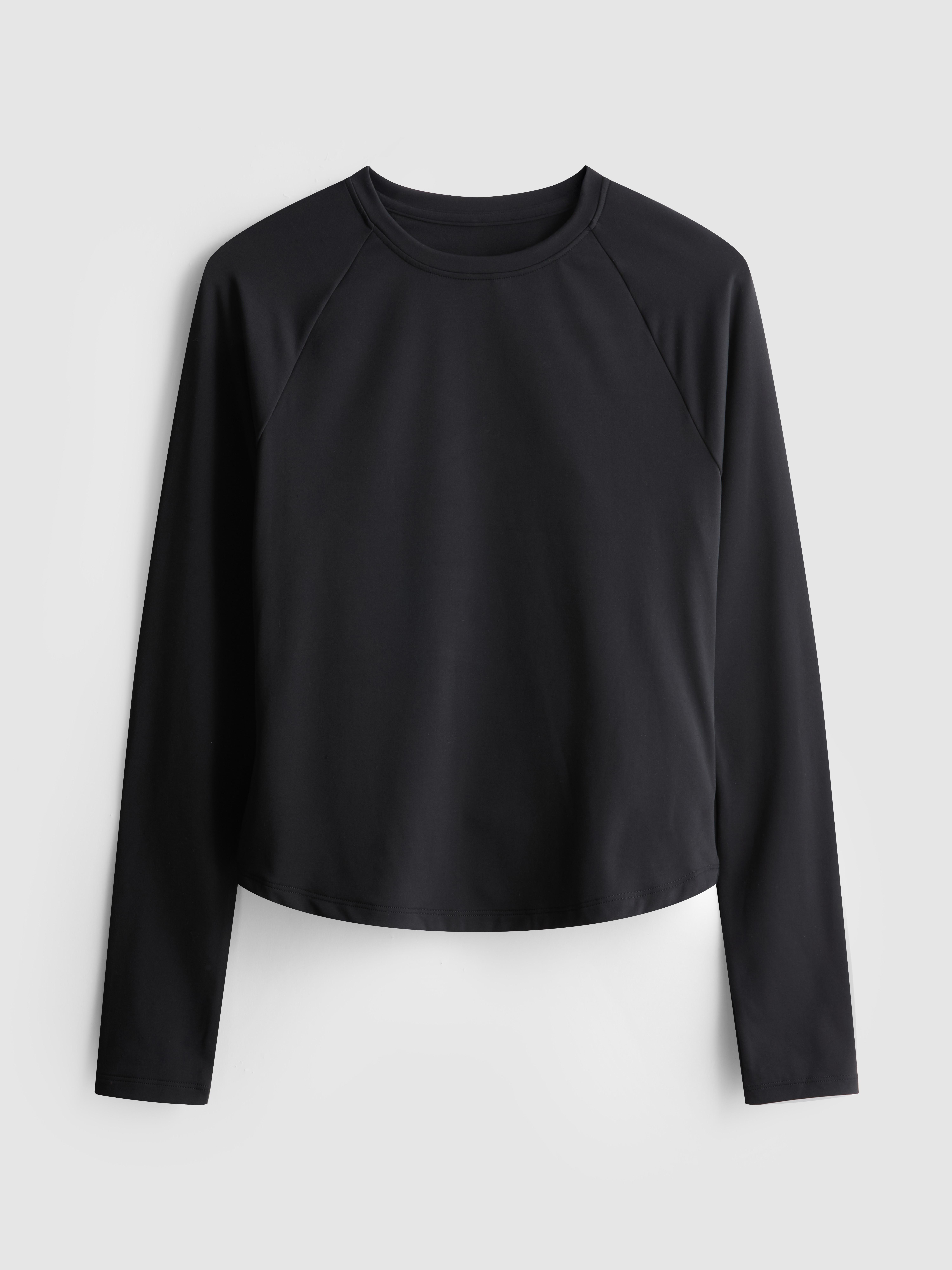 Women's Black Buttery Soft Long-Sleeve Cut-Out Top