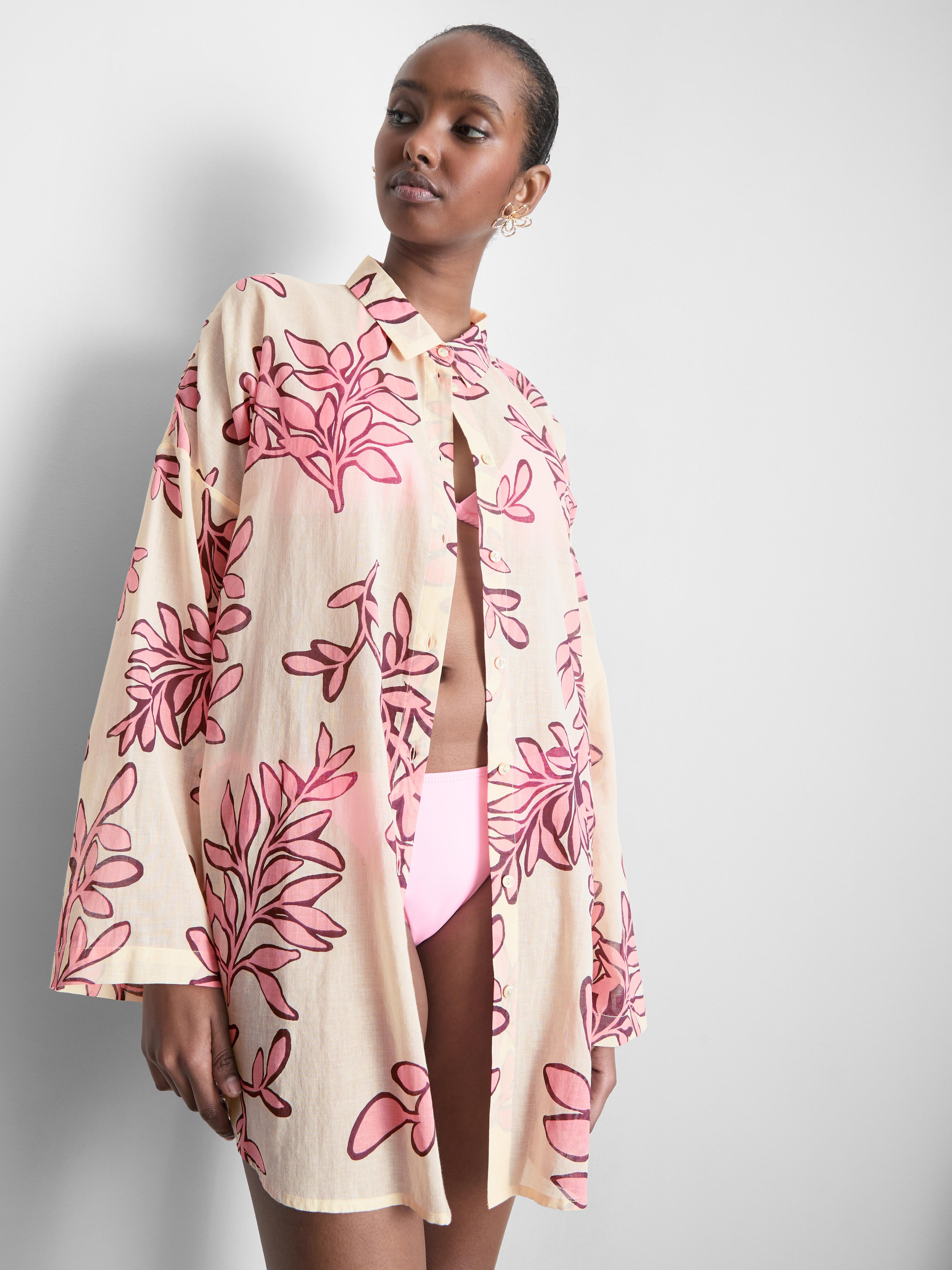 Chemise de plage en coton imprimé