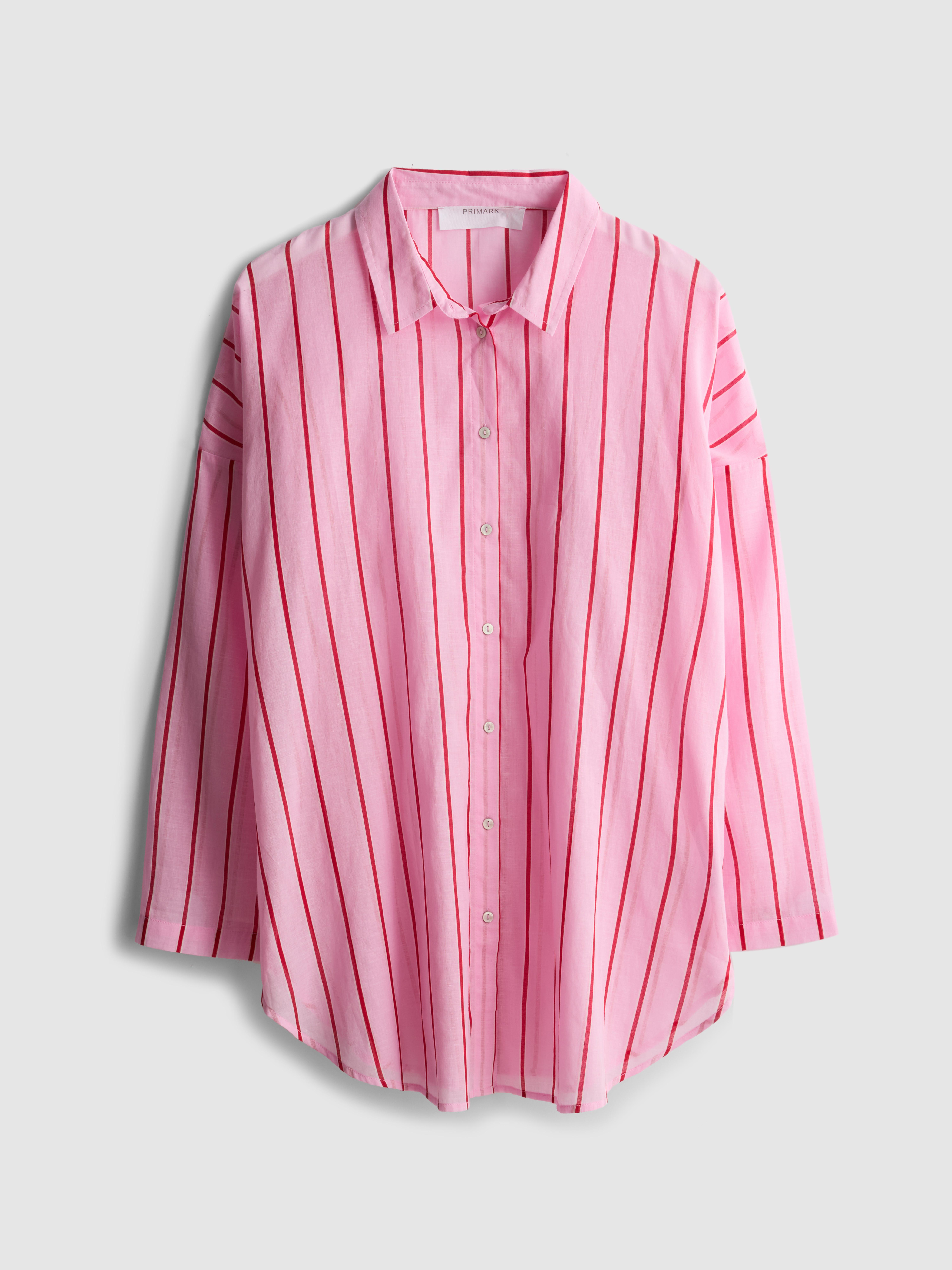 Women's Pink Printed Cotton Beach Button-Down Shirt