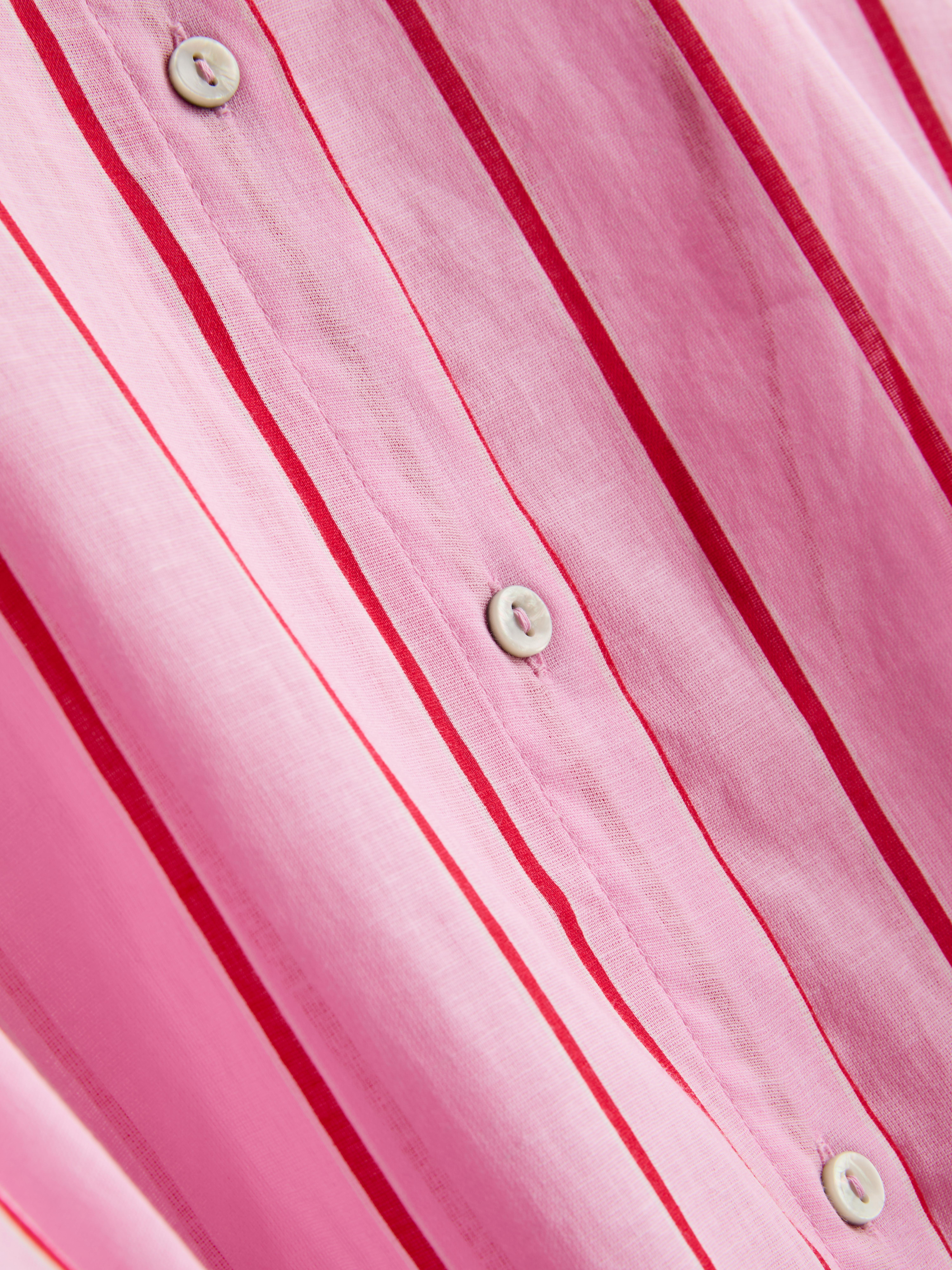 Women's Pink Printed Cotton Beach Button-Down Shirt