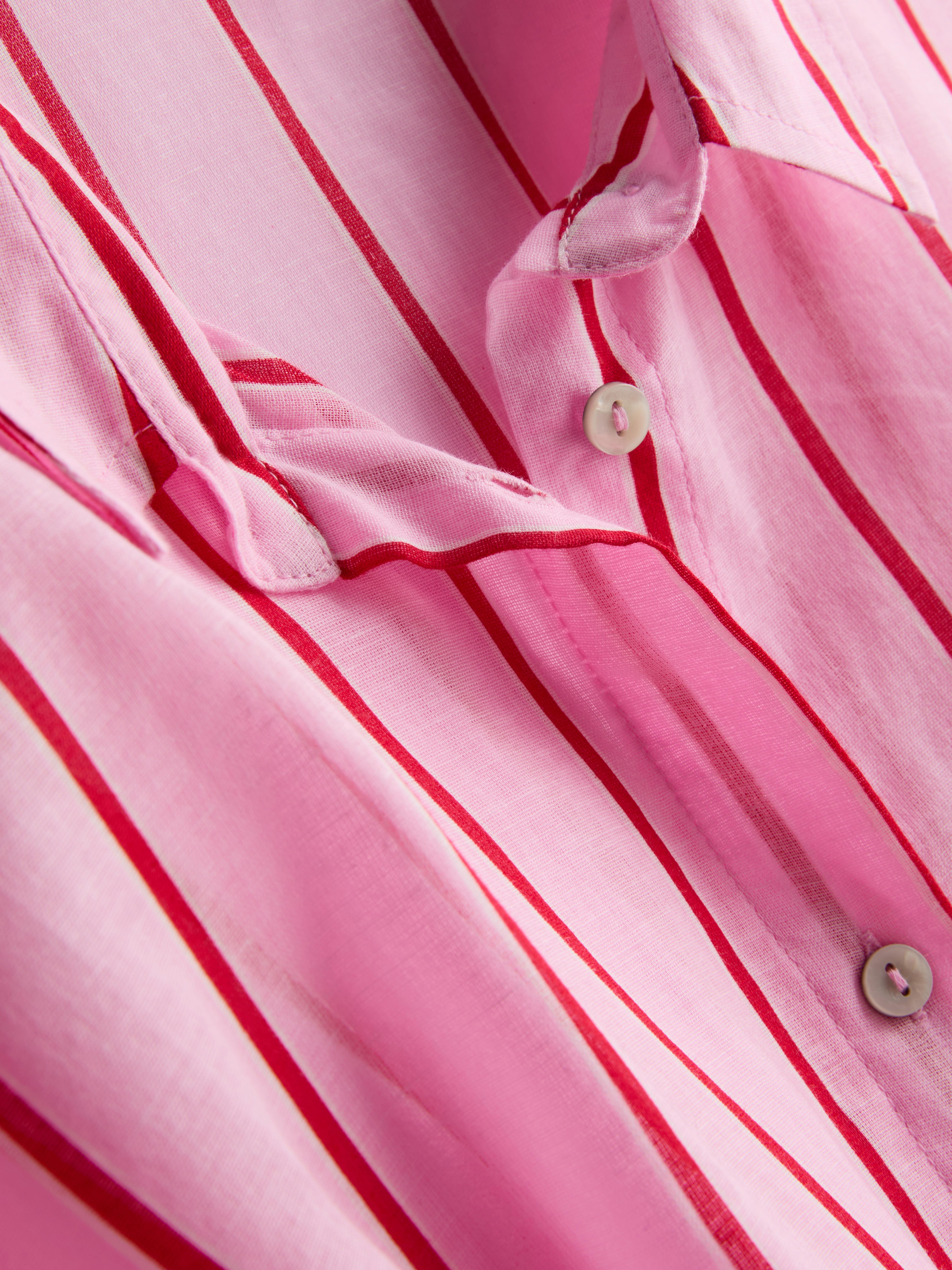 Women's Pink Printed Cotton Beach Button-Down Shirt