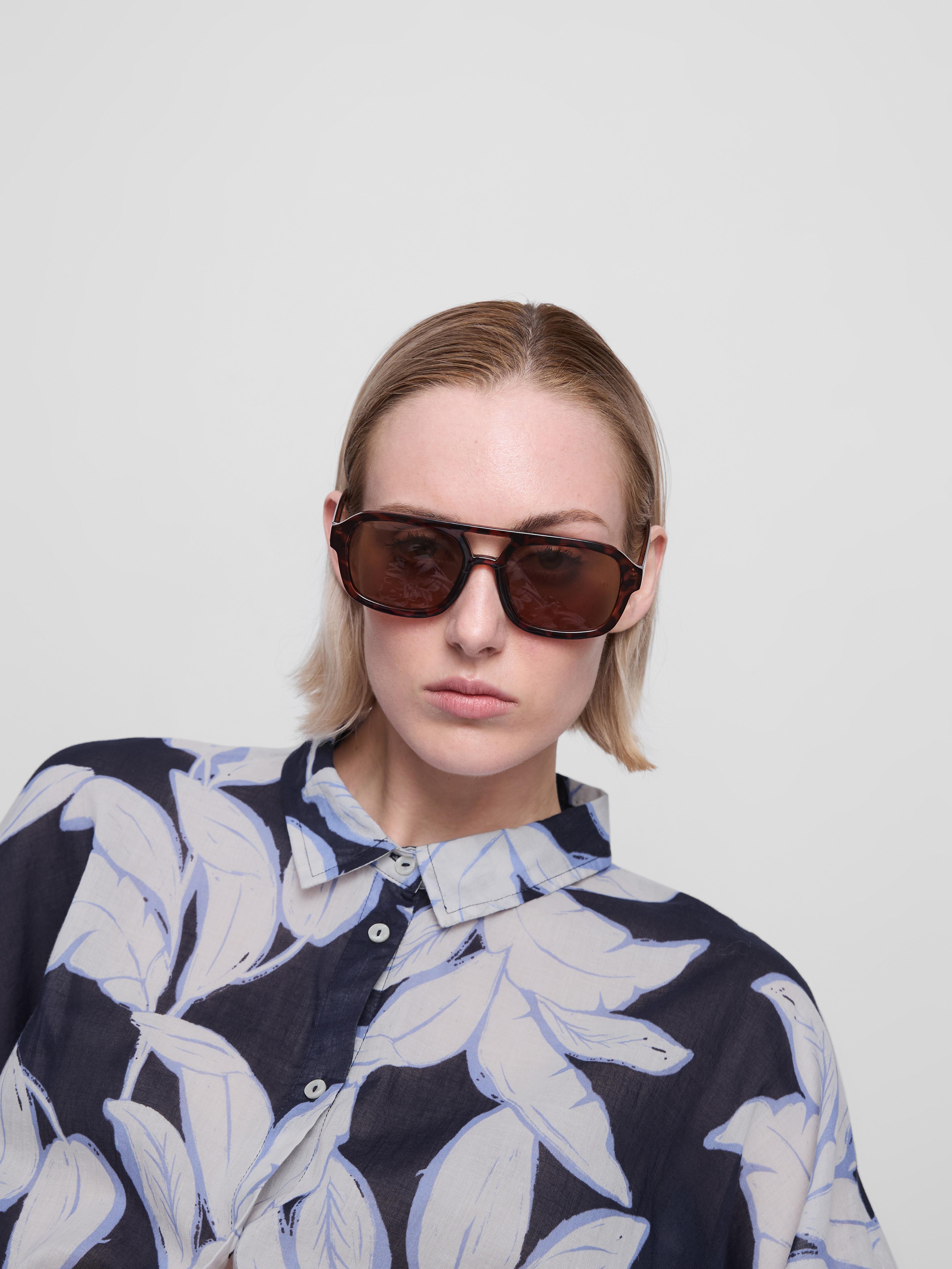 Women's Navy Printed Cotton Beach Button-Down Shirt