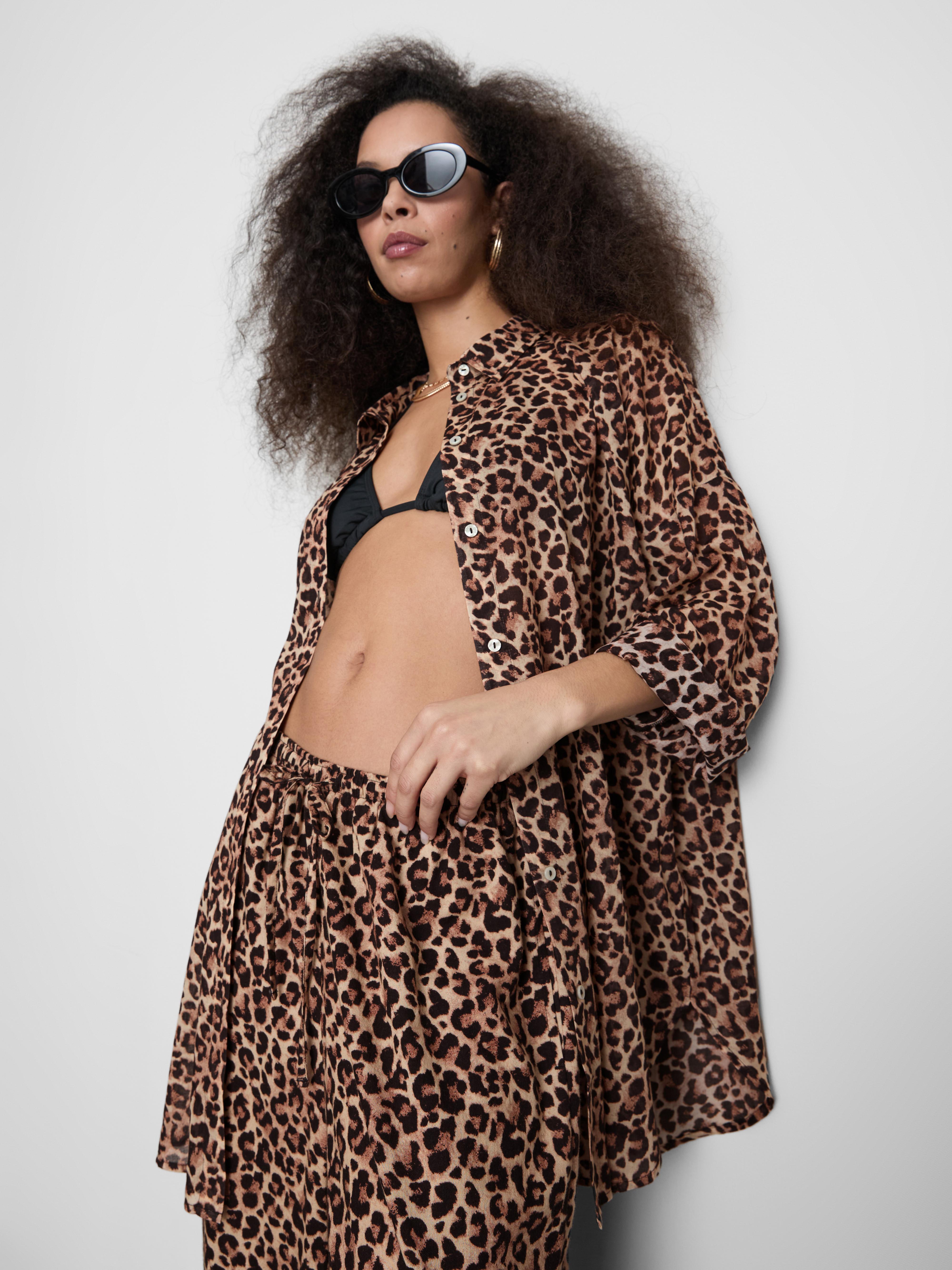 Women's Printed Cotton Beach Button-Down Shirt