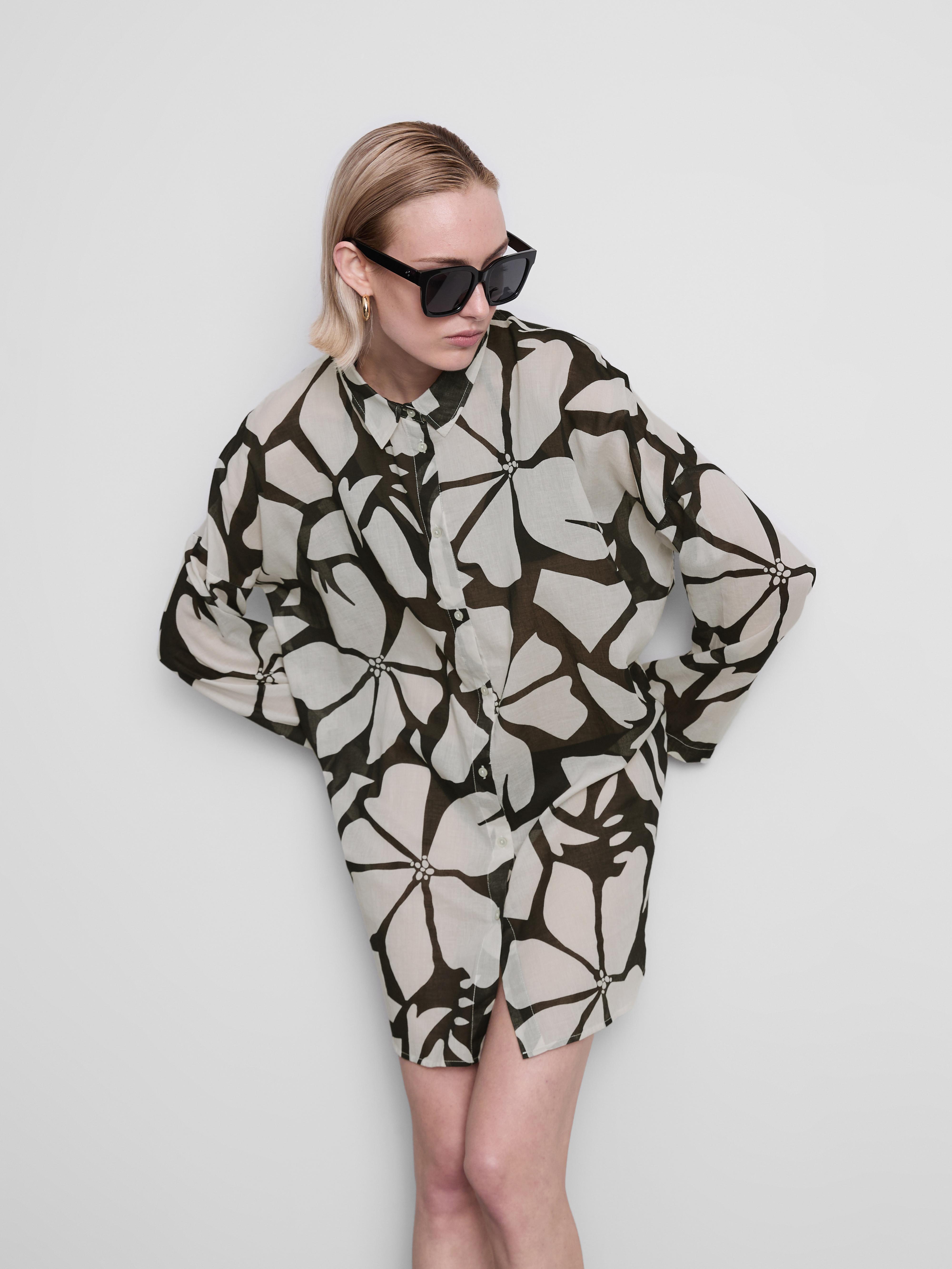 Women's Printed Cotton Beach Button-Down Shirt