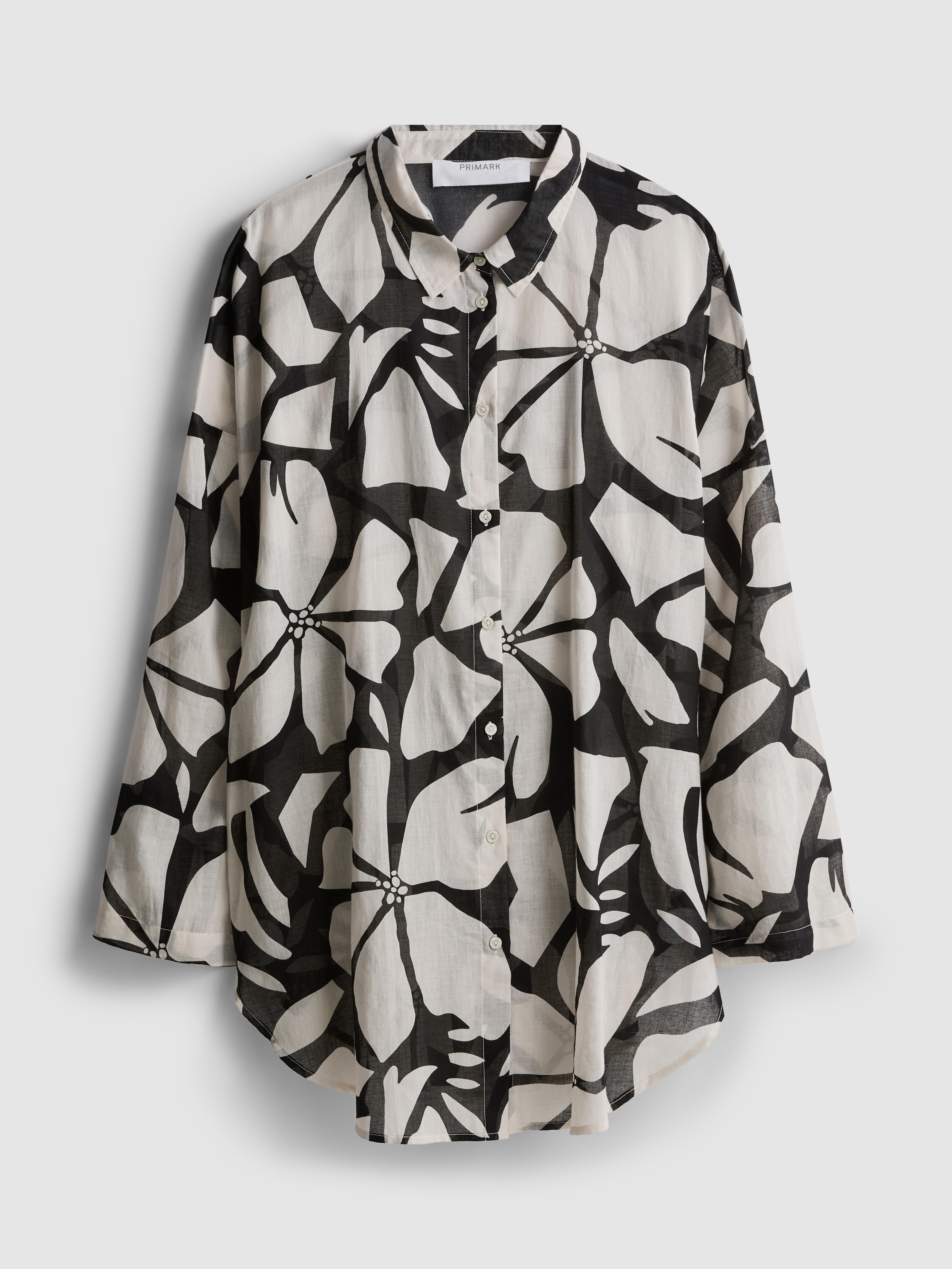 Women's Printed Cotton Beach Button-Down Shirt