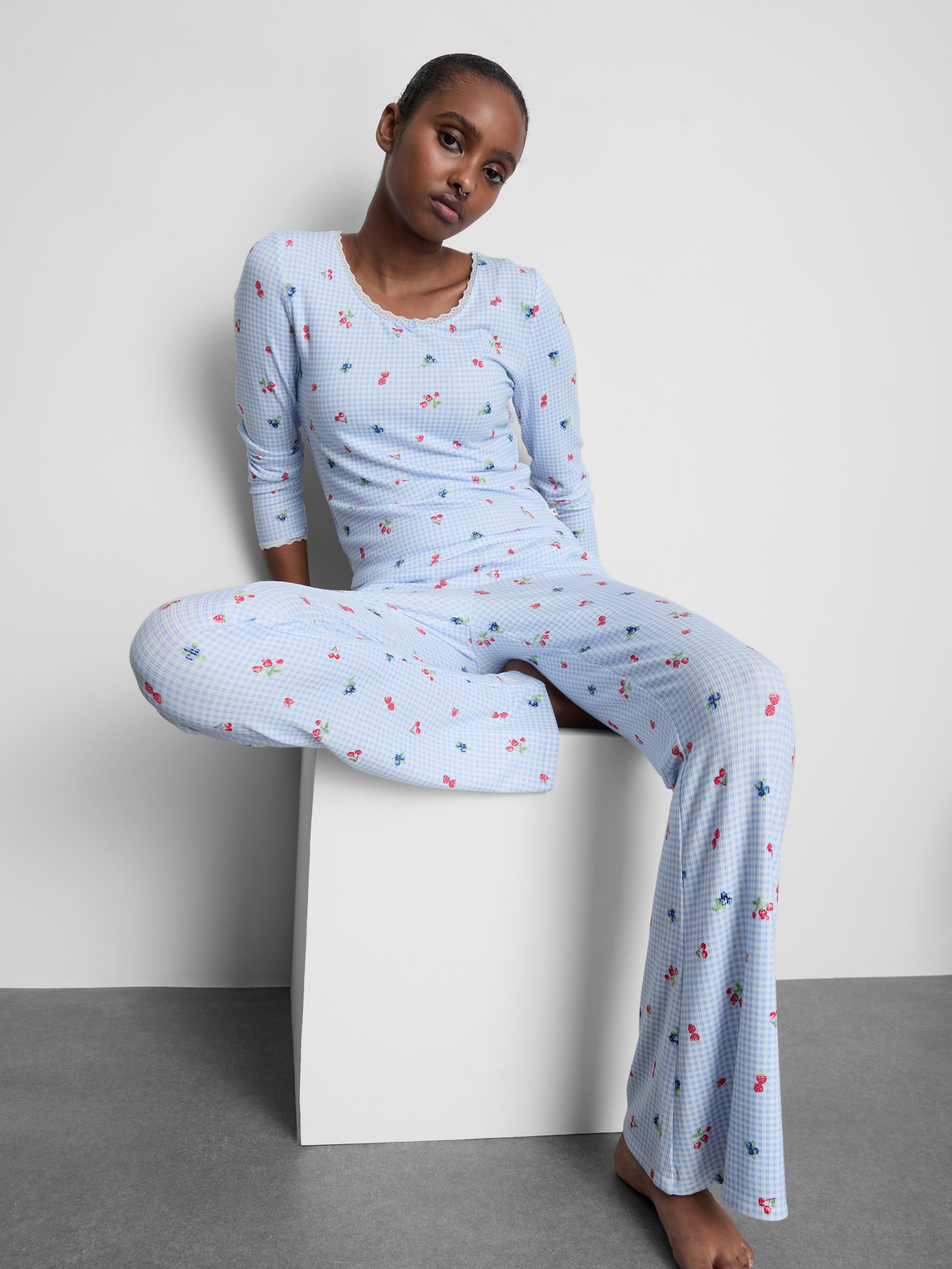 Gingham Berry Flared Pyjama Bottoms