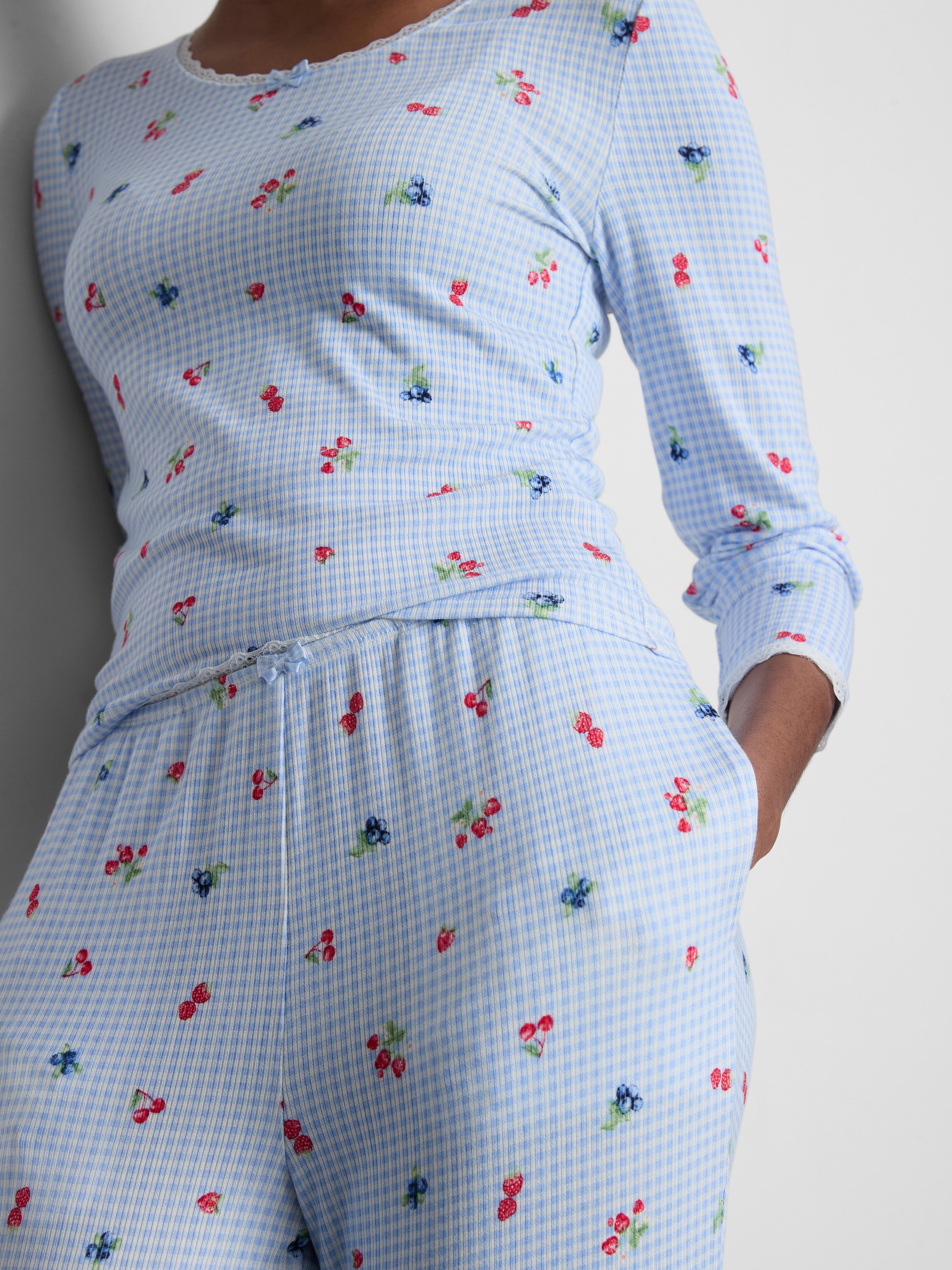 Gingham Berry Flared Pyjama Bottoms