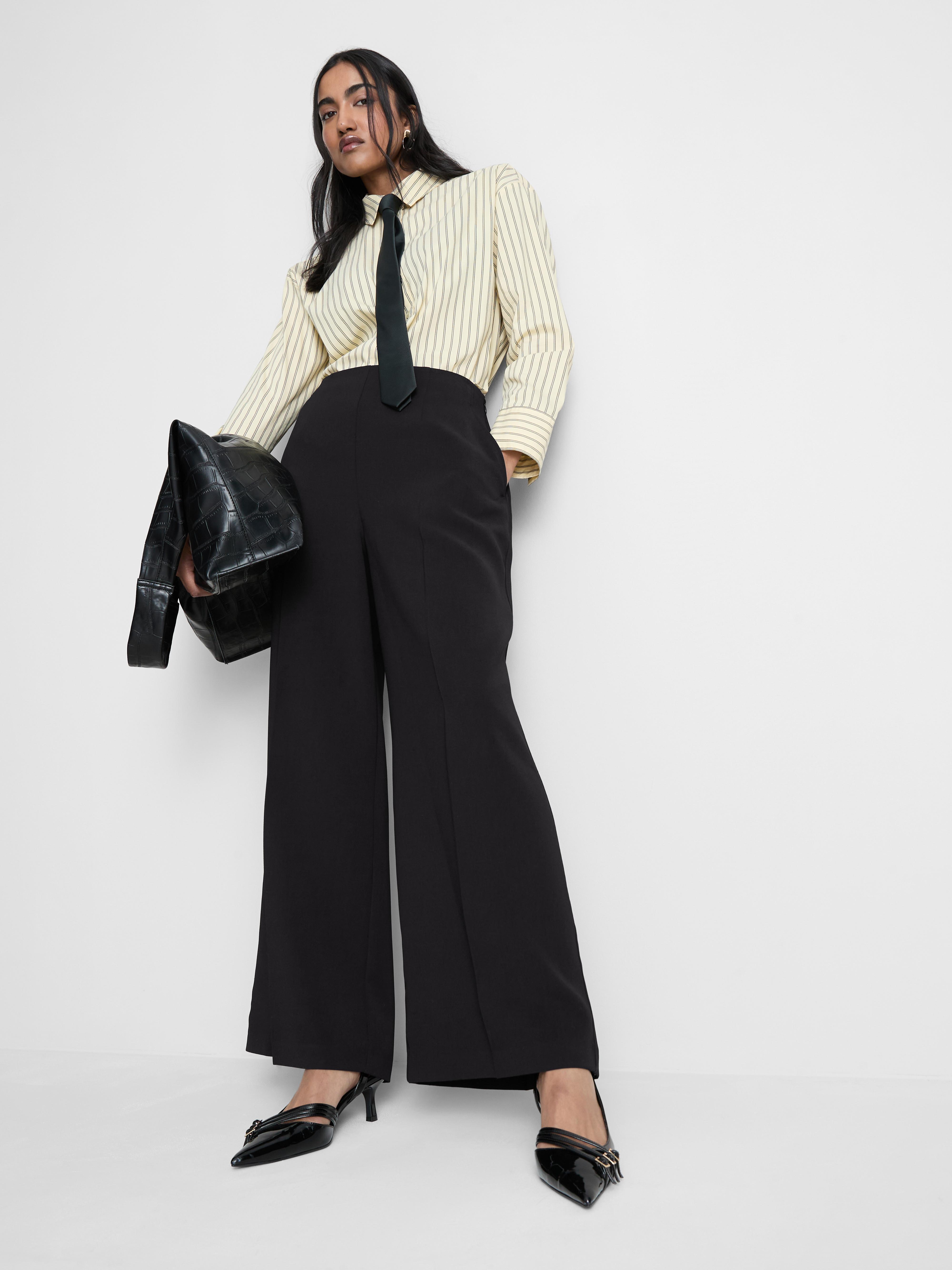 Women's Black Dressy Wide-Leg Pants