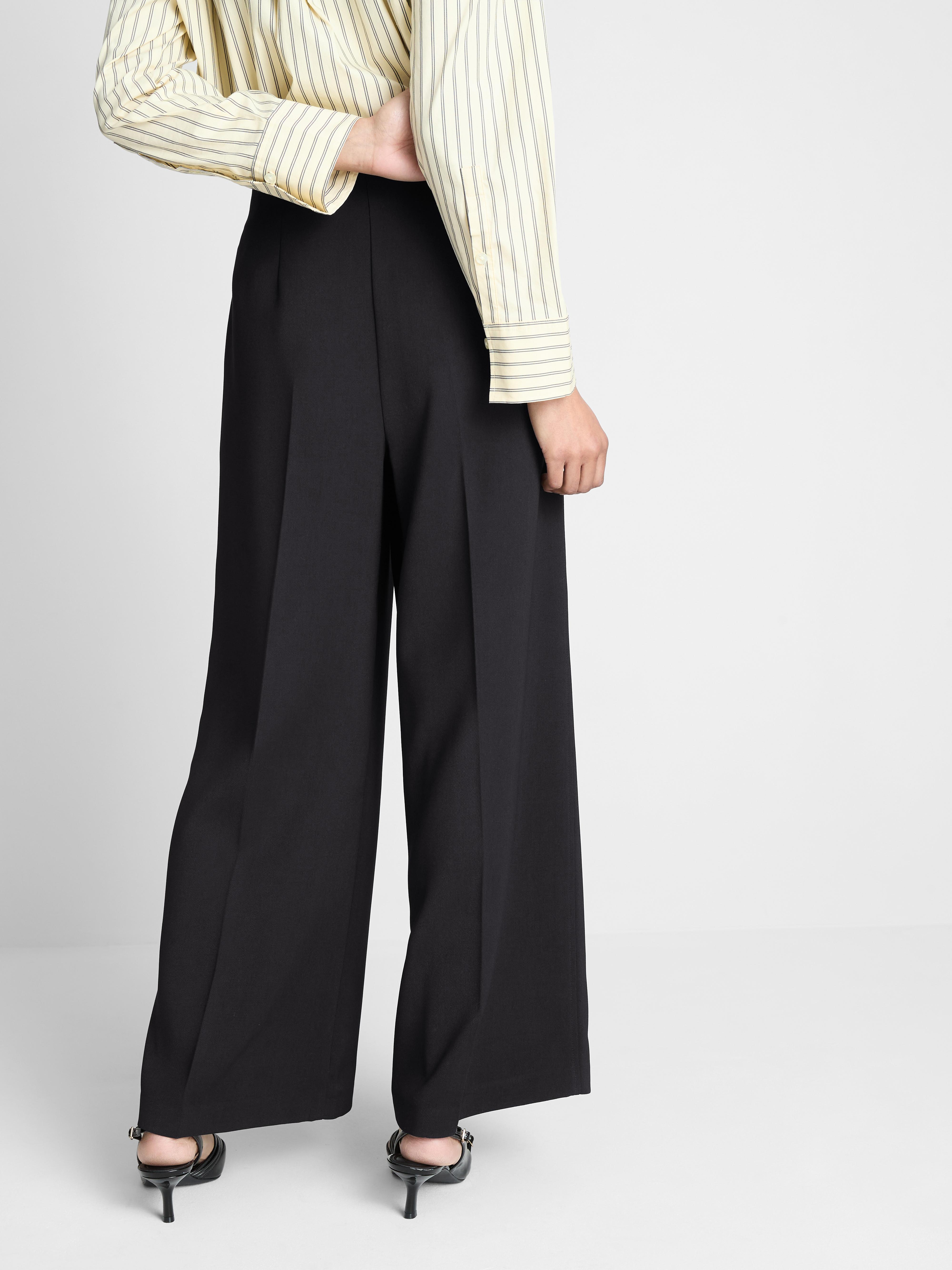 Women's Black Dressy Wide-Leg Pants