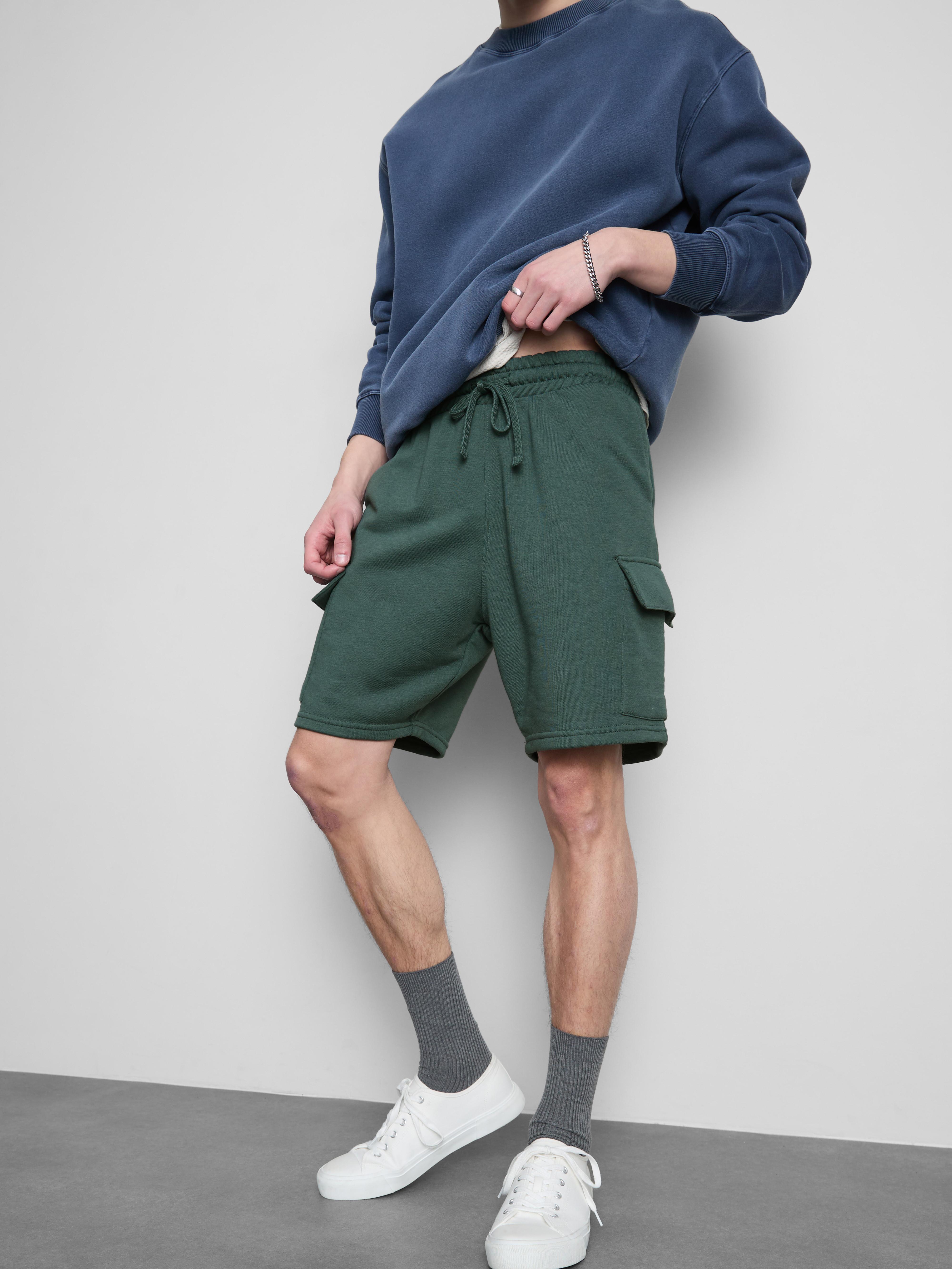 QPNGRP Pantaloncini Uomo Casual Con Tasche Con Cerniera, Vita Elastica E Coulisse, Tessuto Traspirante - Verde Scuro, Taglia 48