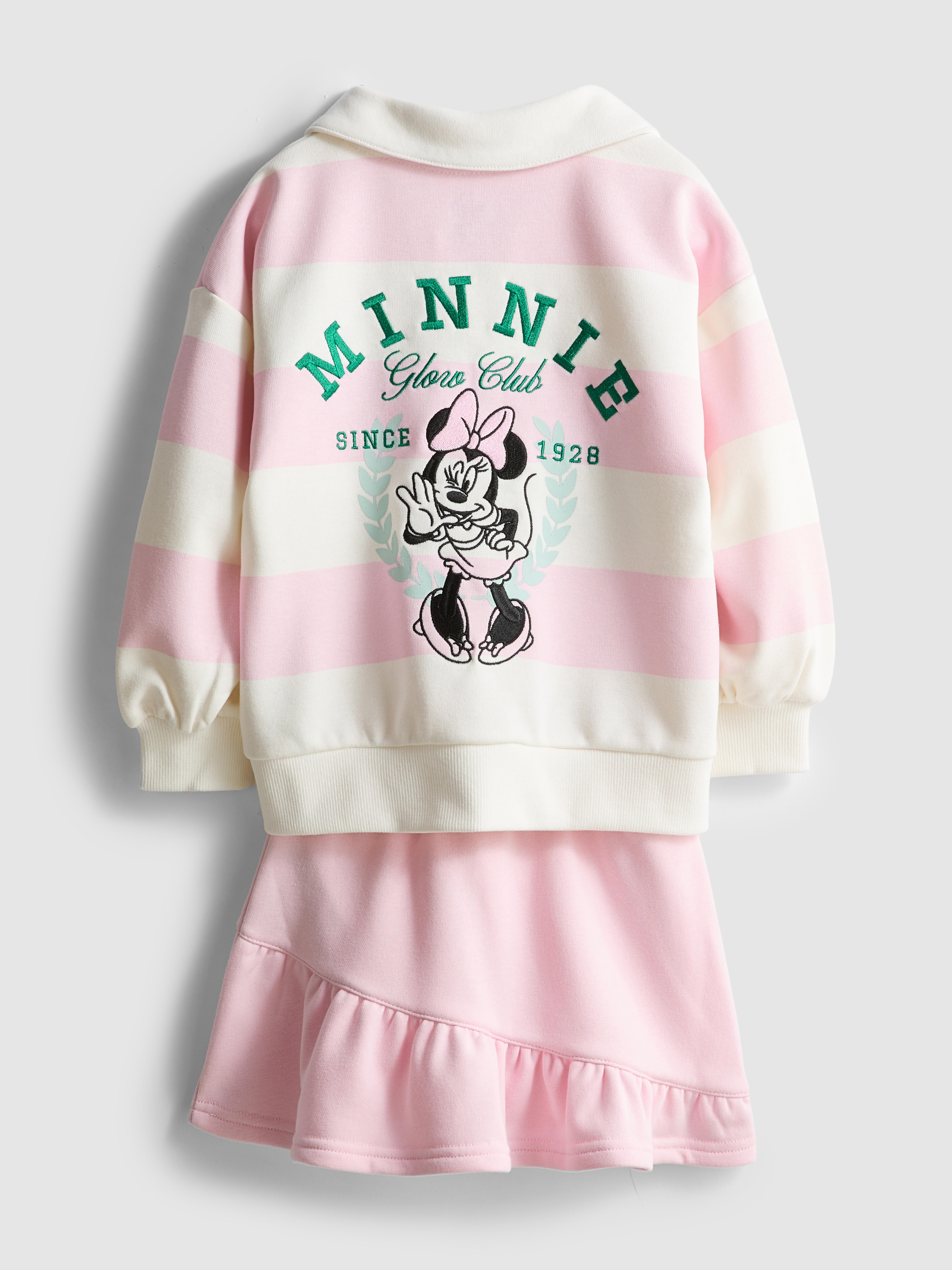 Girls Light Pink 1.5-8yrs | Disney’s Minnie Mouse Rugby Shirt and Skirt Set