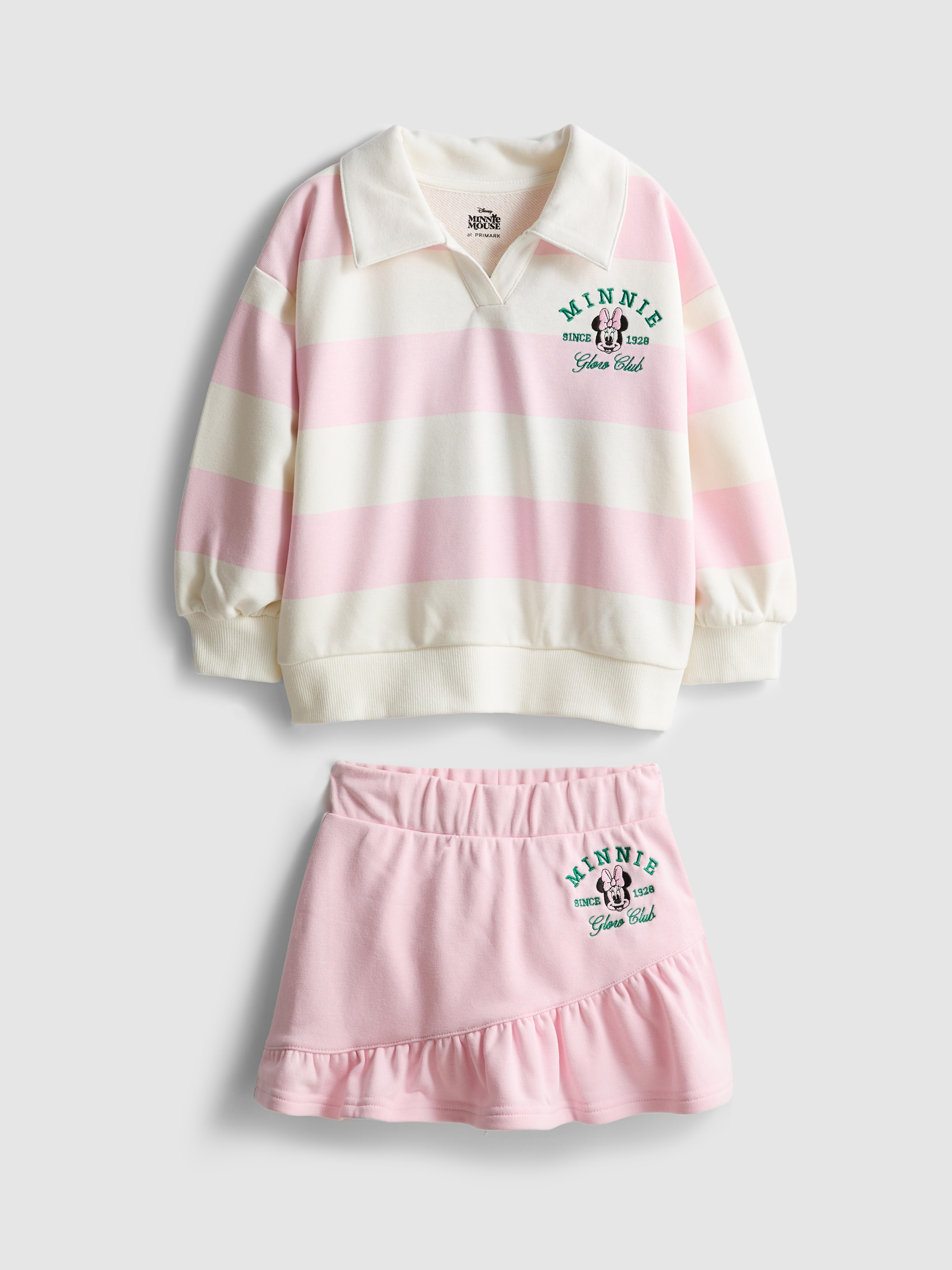 Girls Light Pink 1.5-8yrs | Disney’s Minnie Mouse Rugby Shirt and Skirt Set