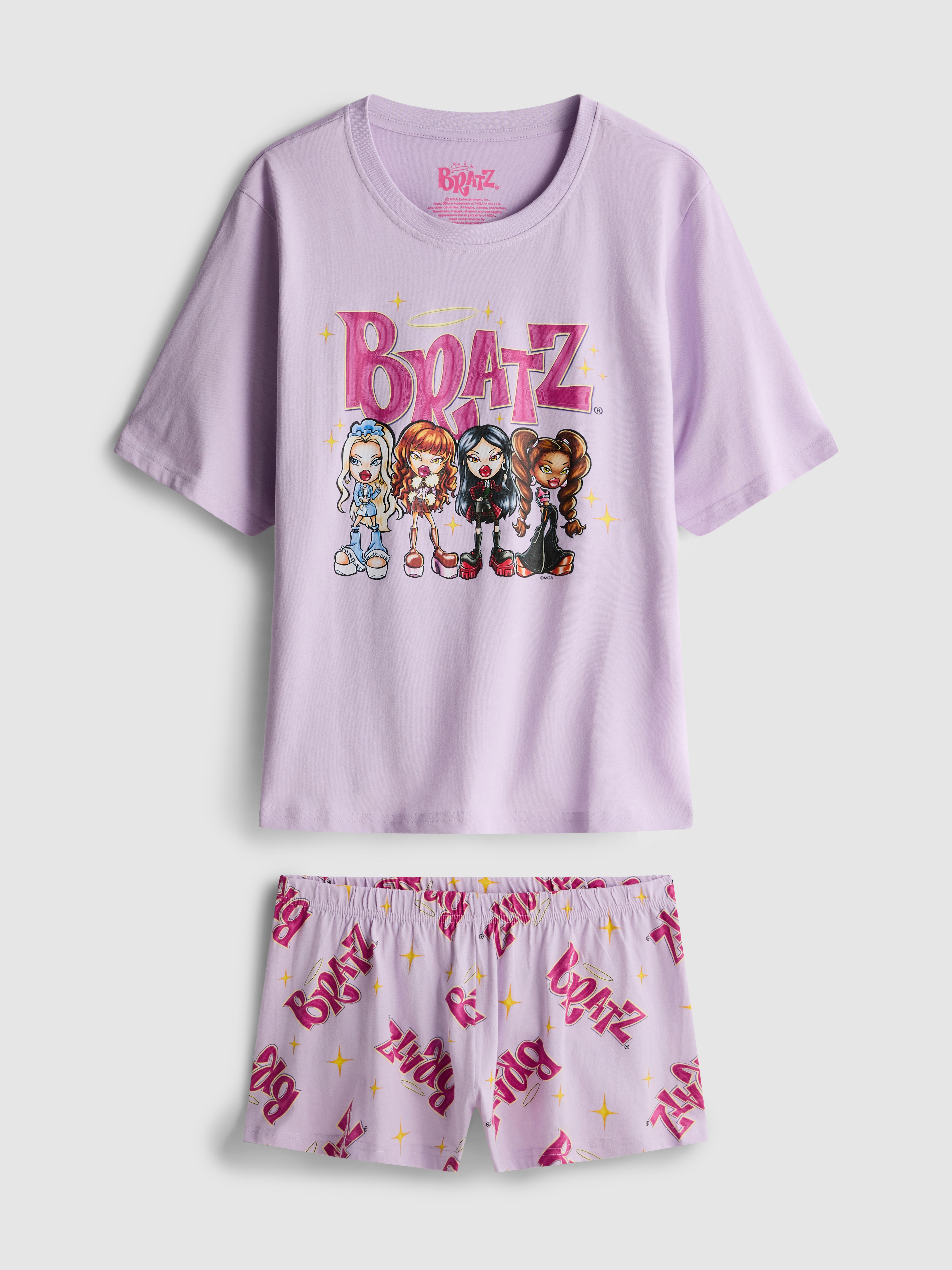 Bombažna kratka pižama z grafiko Bratz