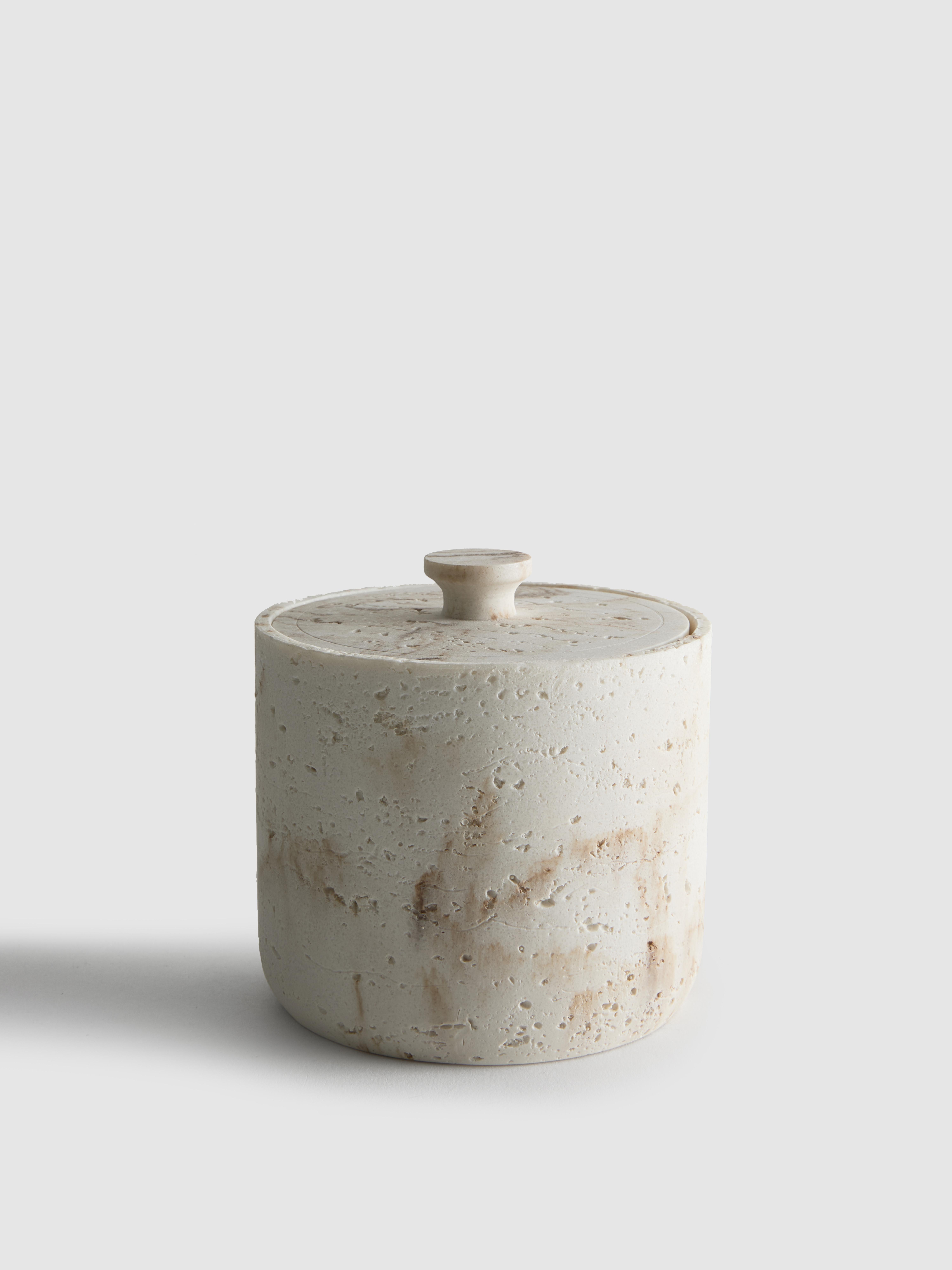Tarro de almacenaje con tapa y efecto piedra