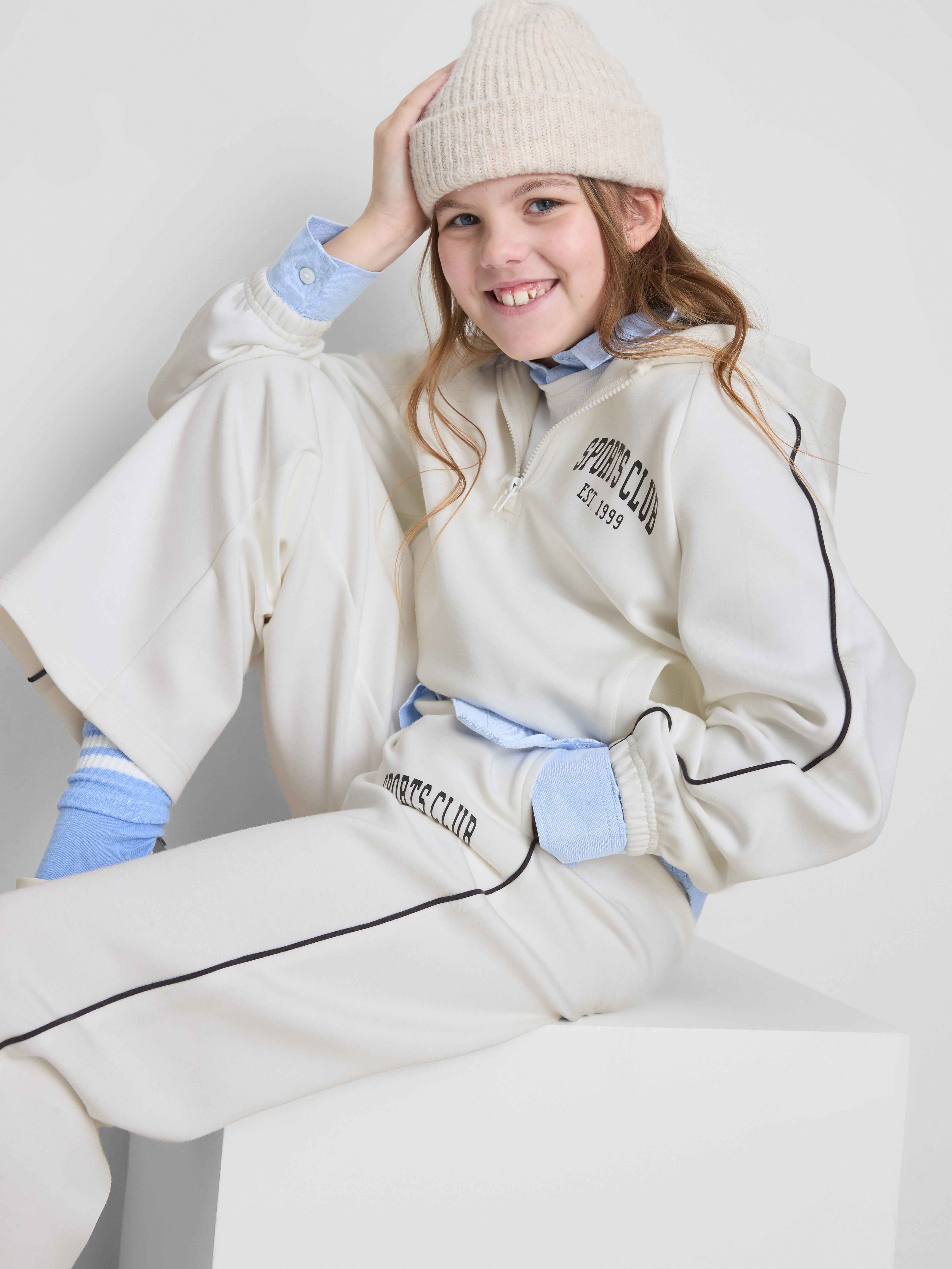 Girls Ivory 7-15yrs | Straight Leg Sports Joggers