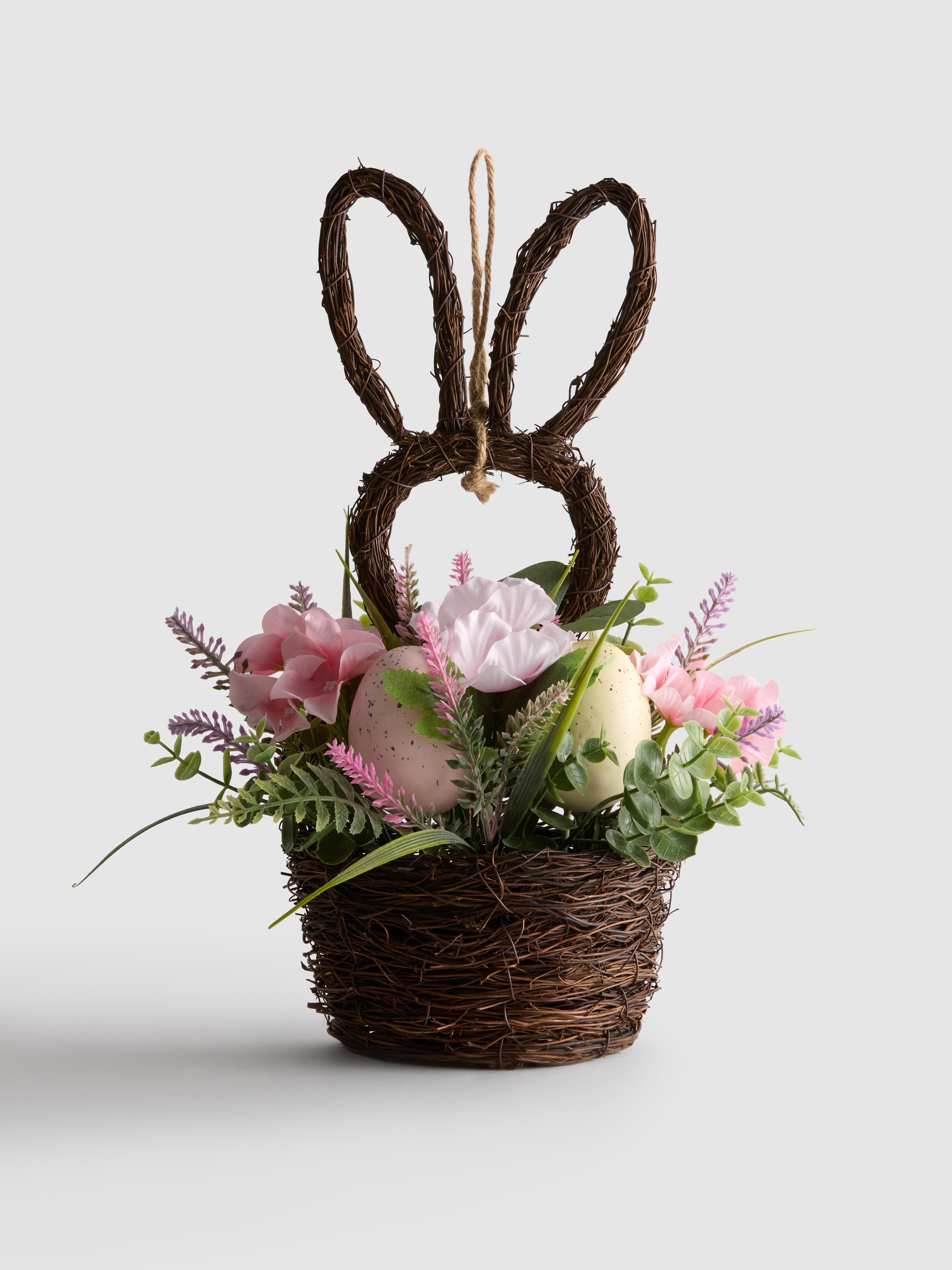 Easter Faux Floral Bunny Basket