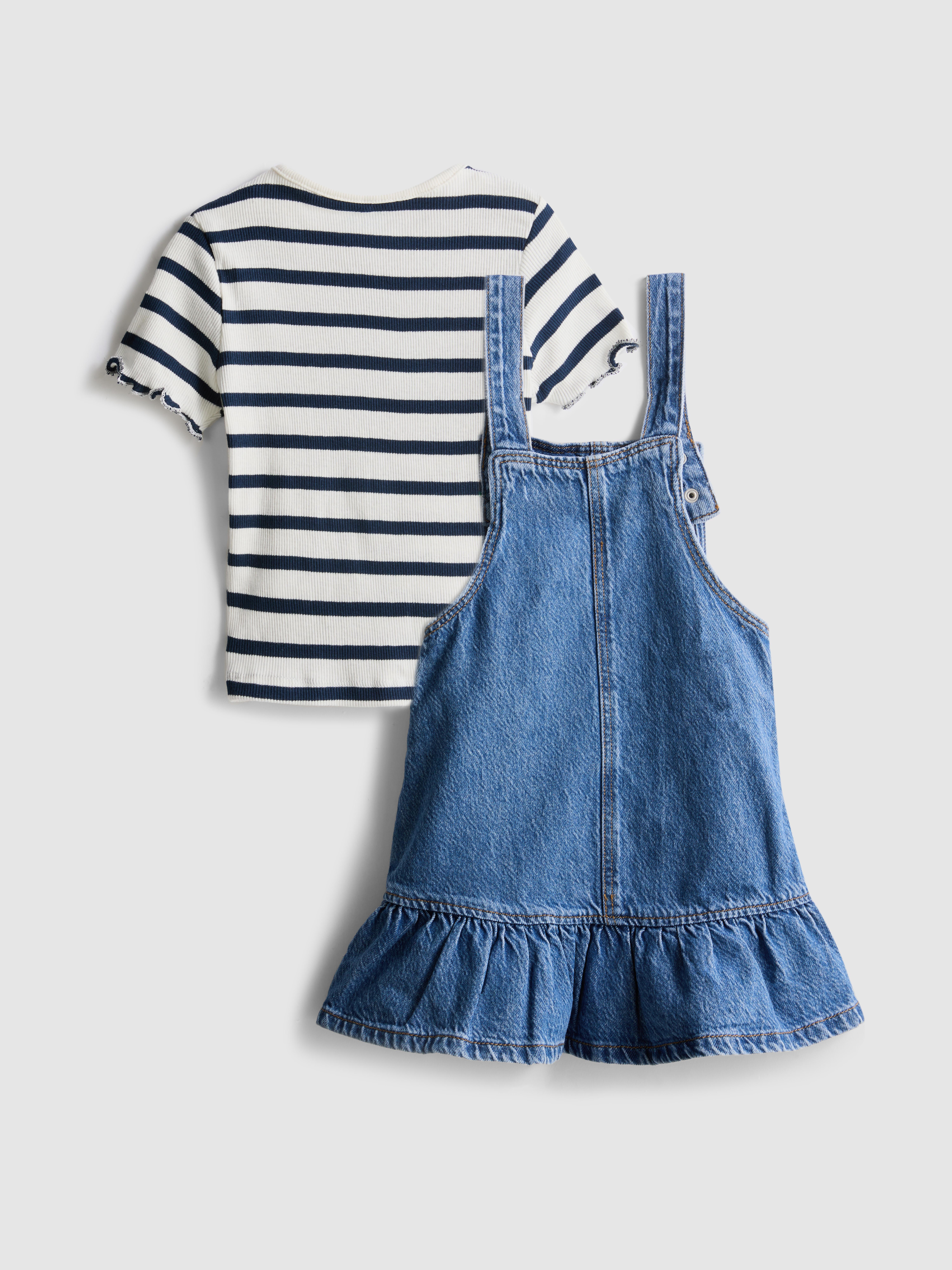 1,5-8 jr | Set van T-shirt en denim overgooier