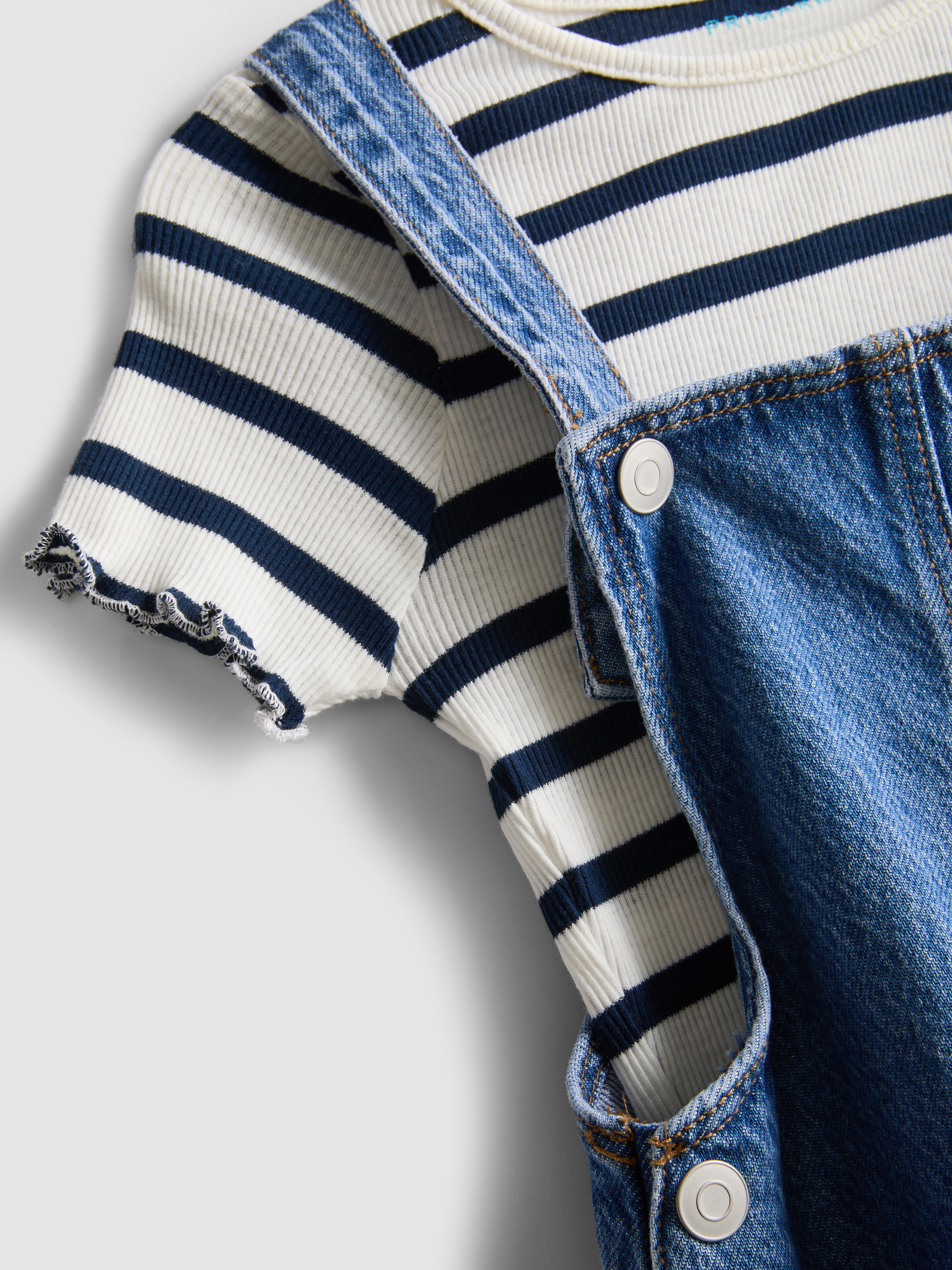 1,5-8 jr | Set van T-shirt en denim overgooier