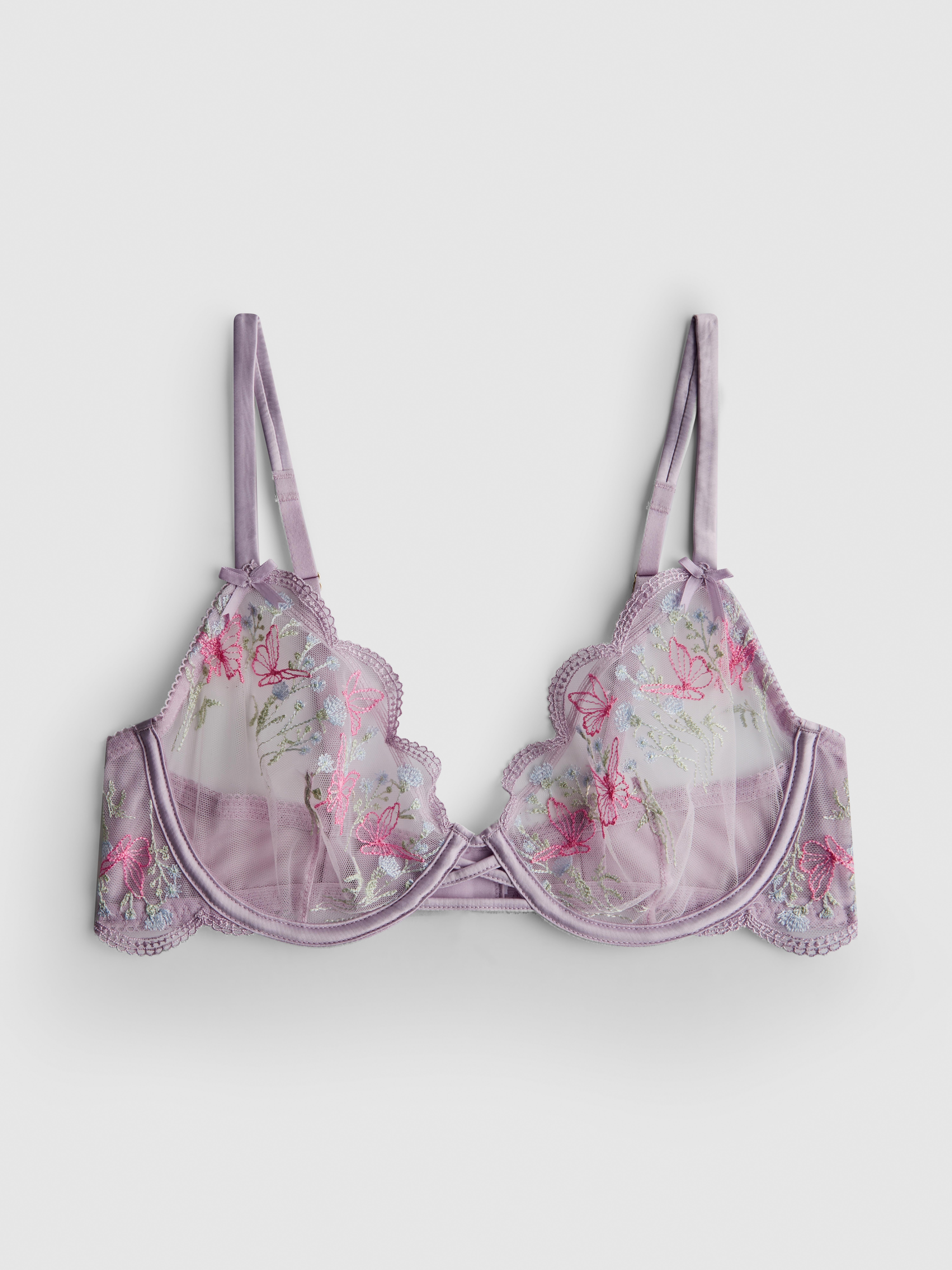 Soutien-gorge transparent à armatures et papillons, bonnets A à E