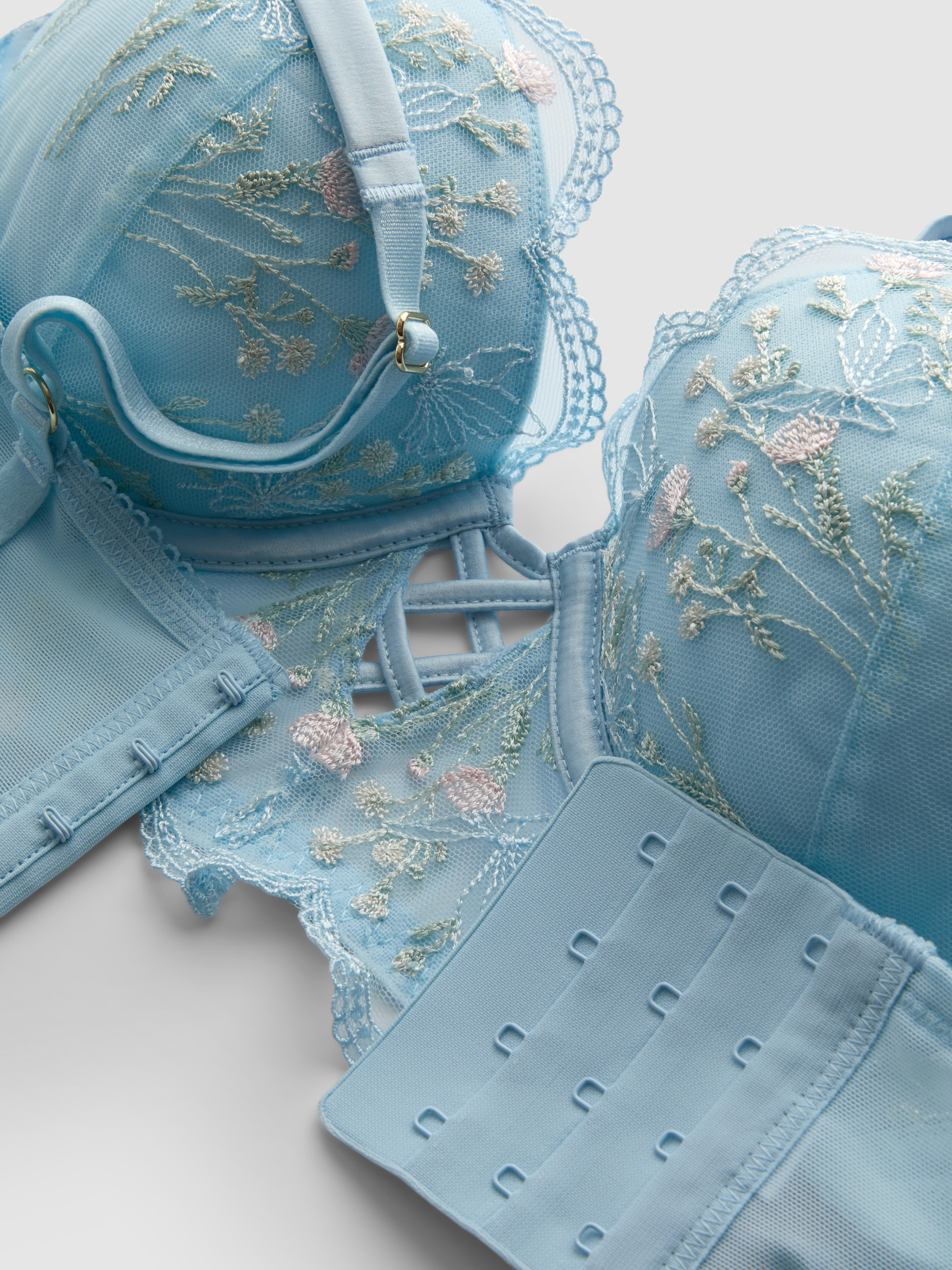 Sujetador push-up largo con mariposas, copas A-E