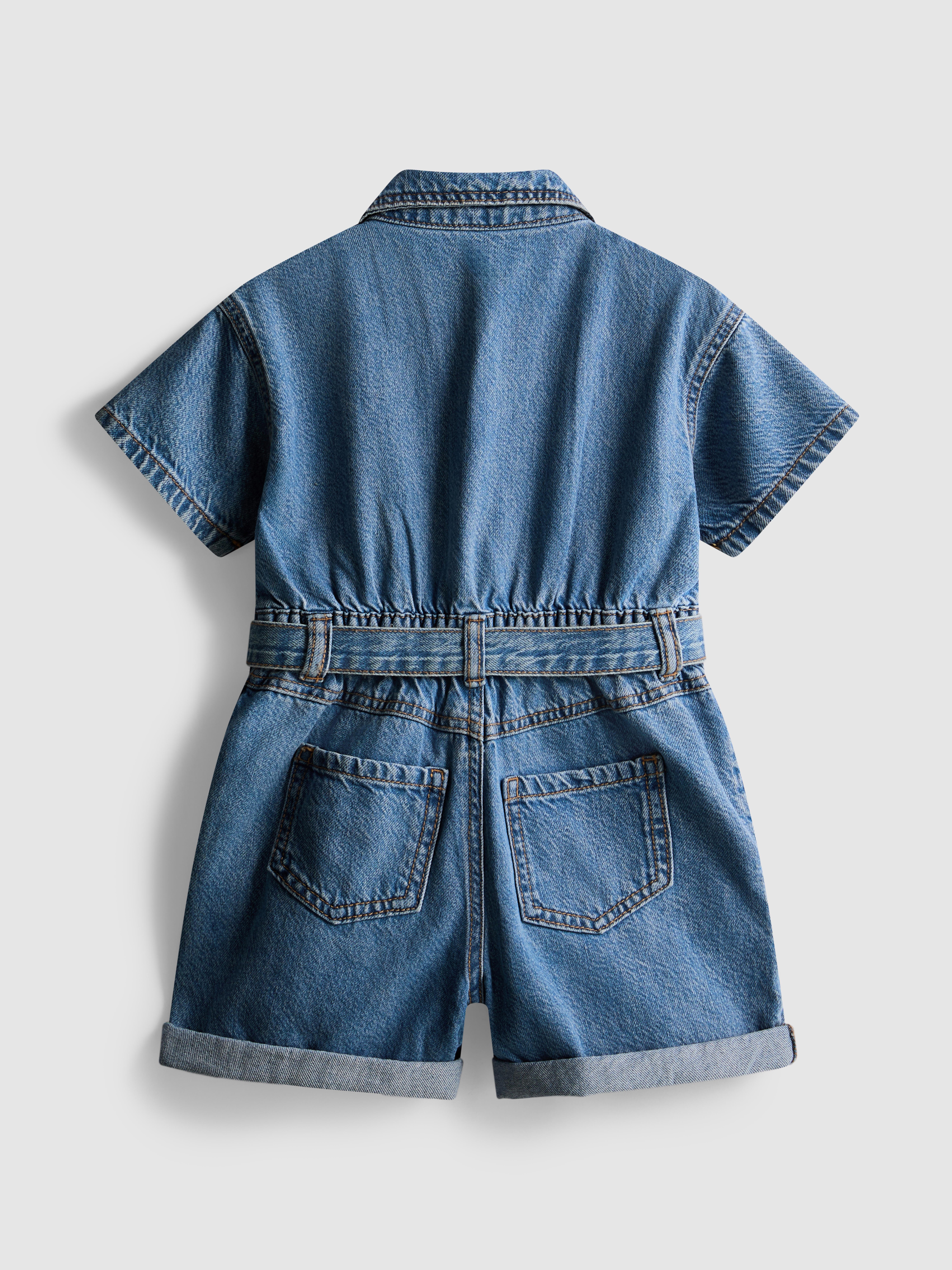 Combinaison Short Fille Primark – Taille 3/4 Ans, Vert Avec Flamant Rose – Coton été, Occasion TB