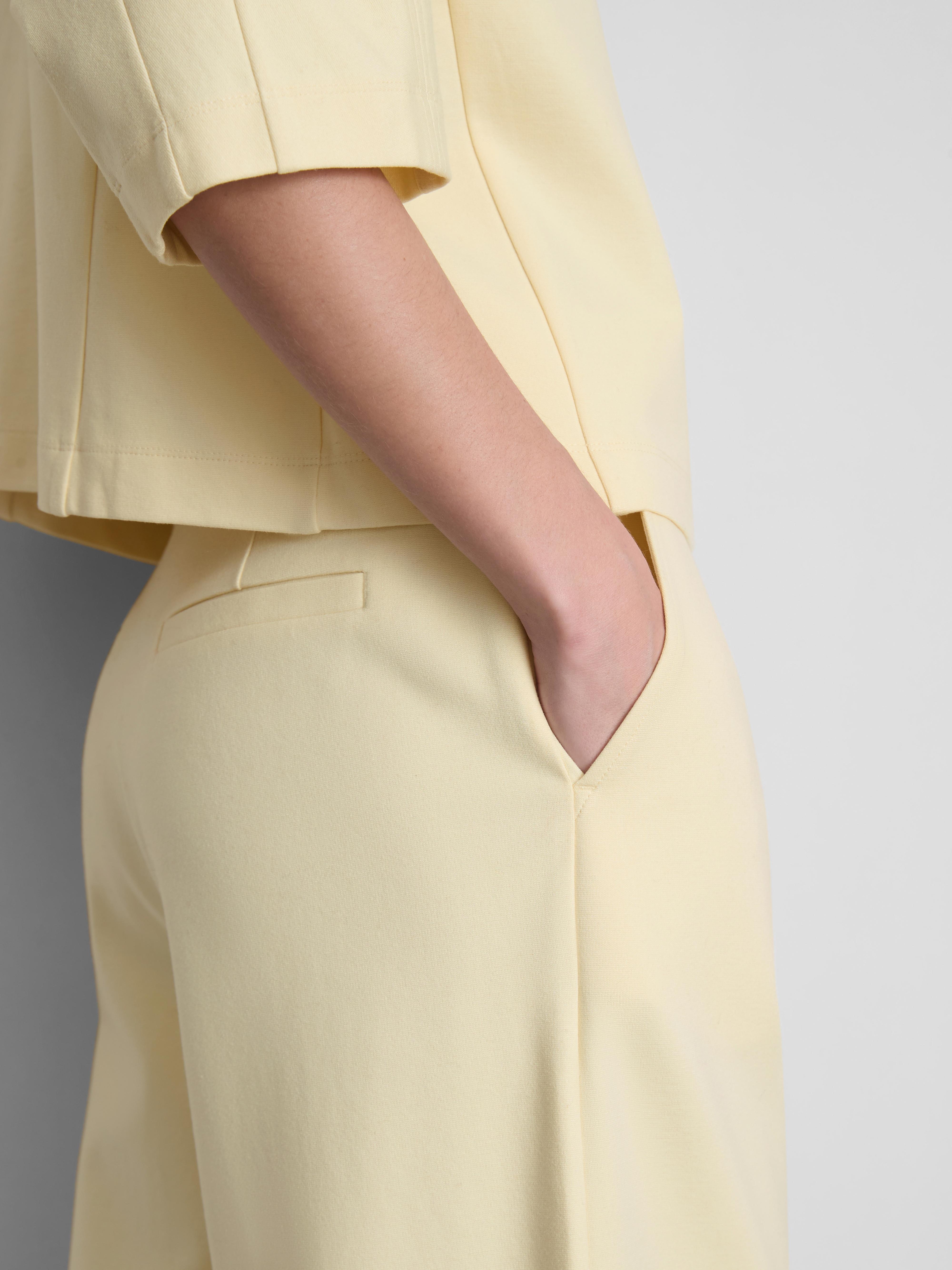 Women's Light Yellow Barrel Leg Ponte Pants