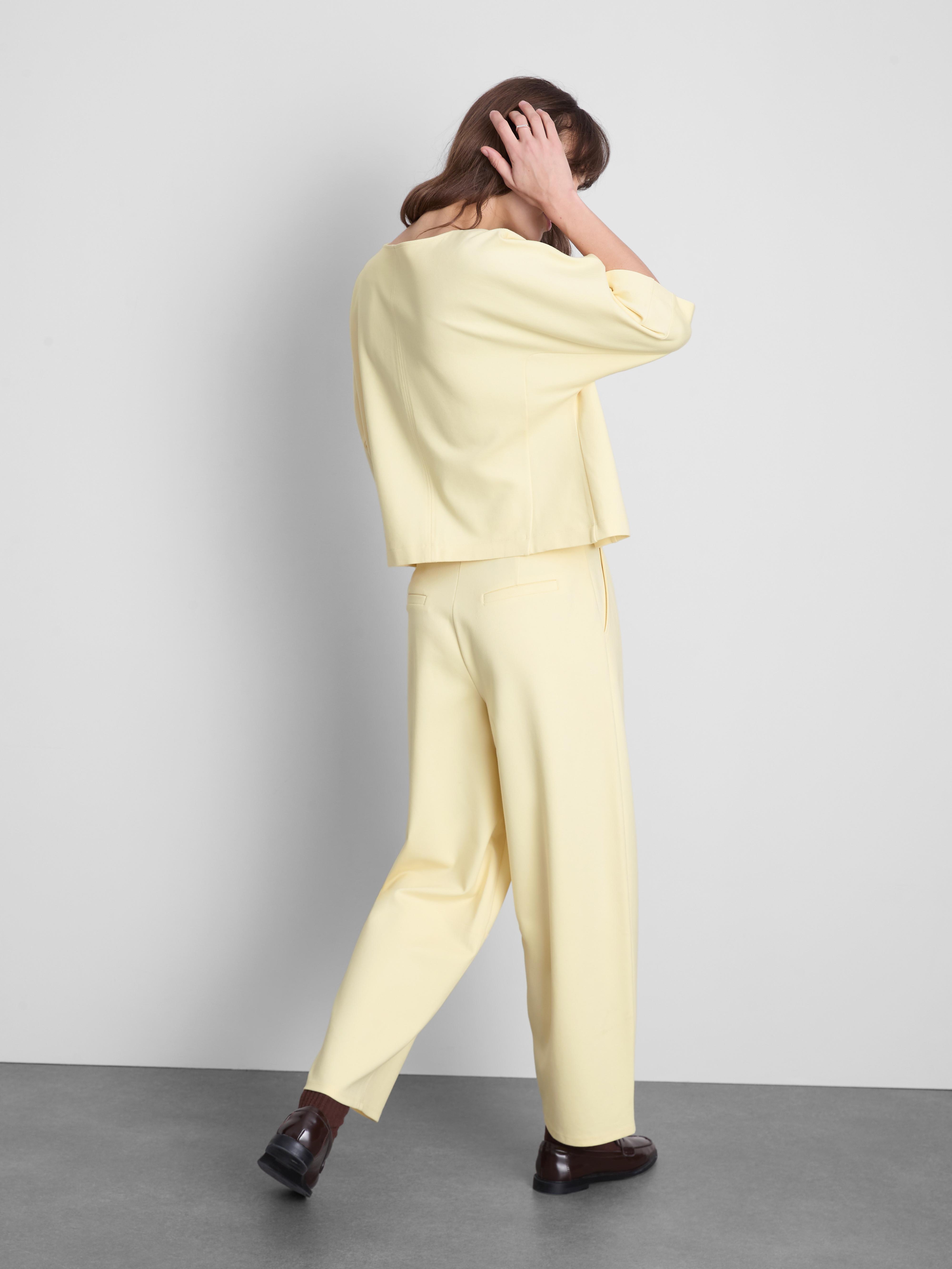 Women's Light Yellow Barrel Leg Ponte Pants