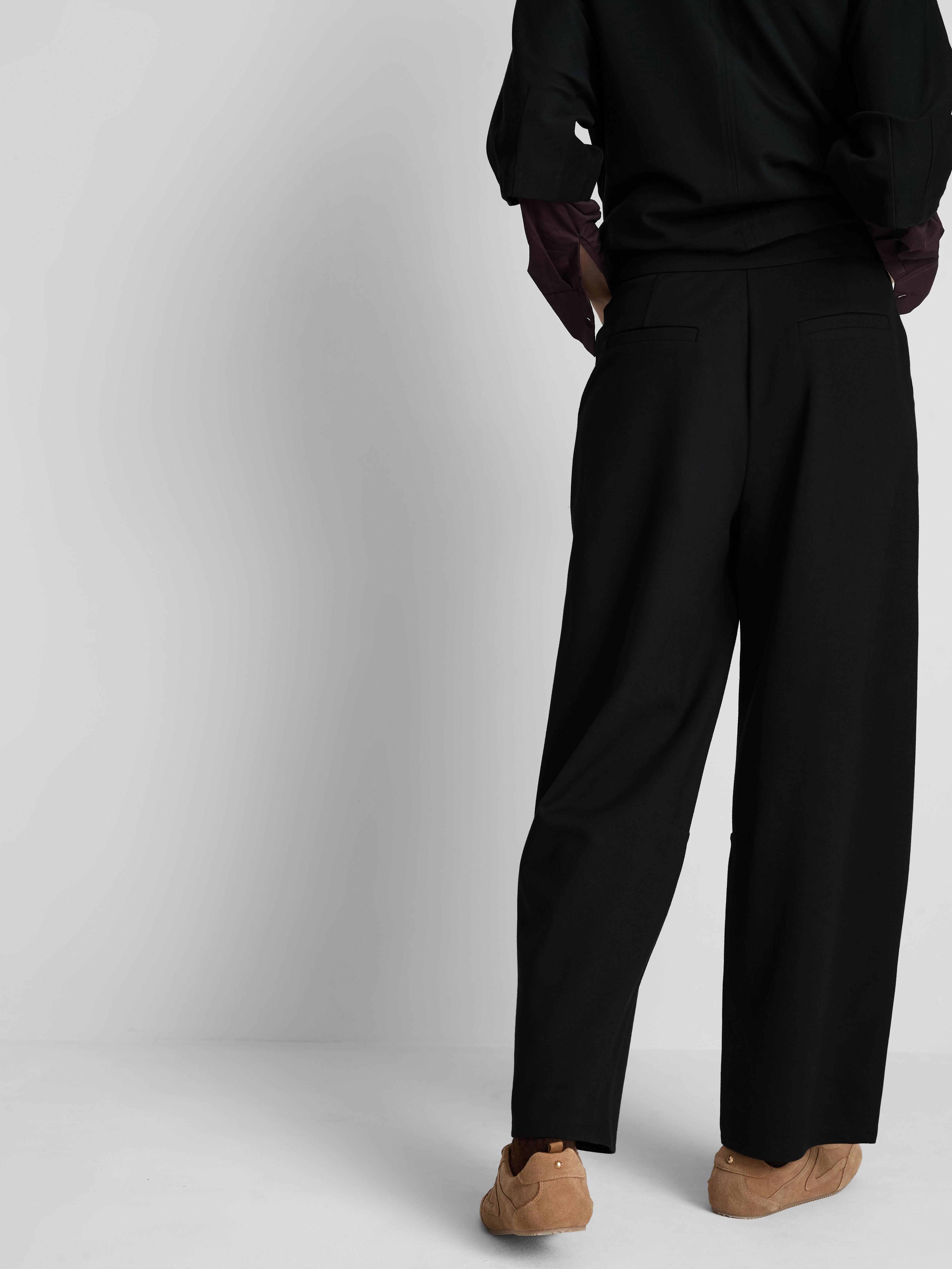 Women's Black Barrel Leg Ponte Pants