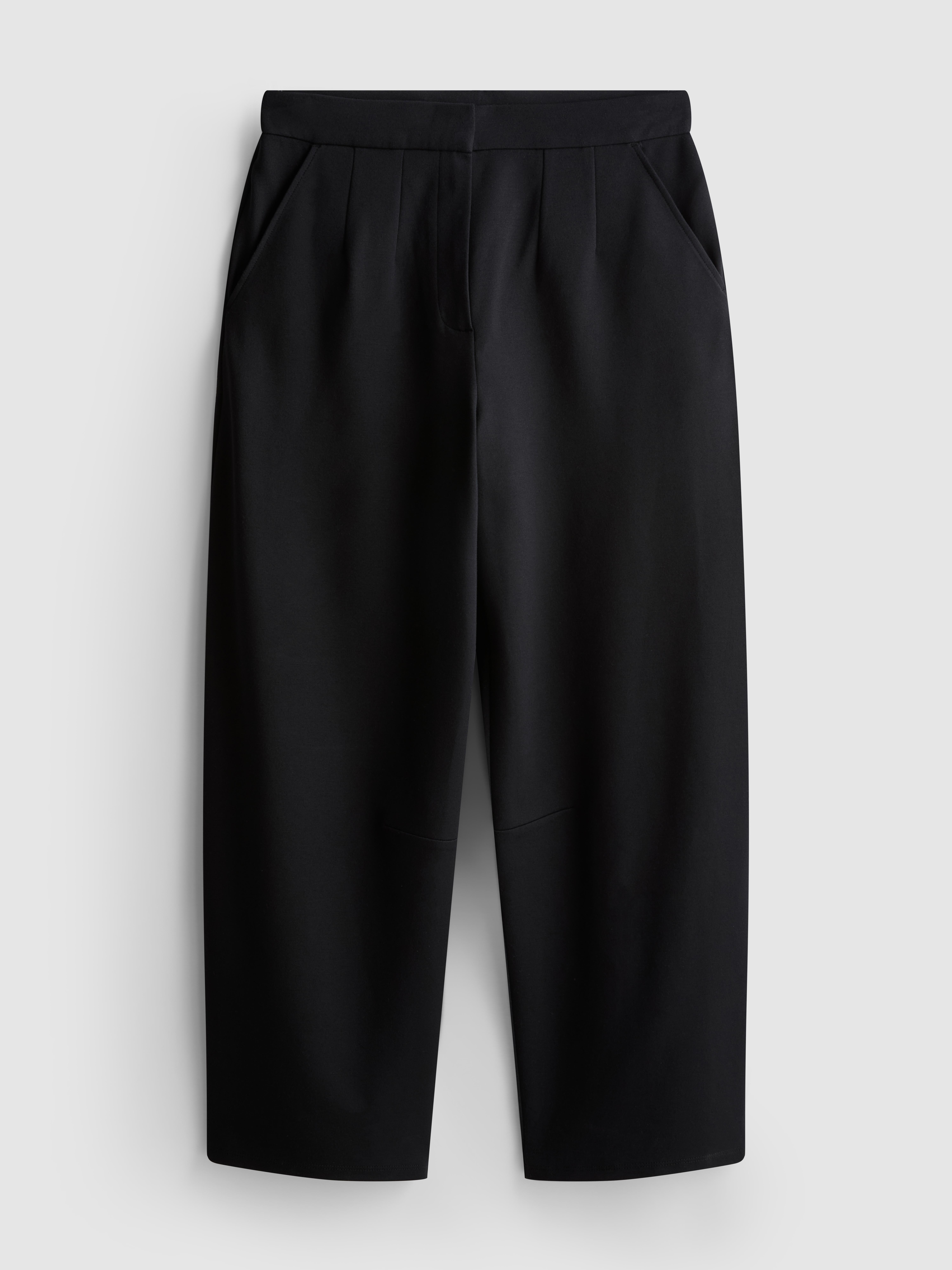 Women's Black Barrel Leg Ponte Pants