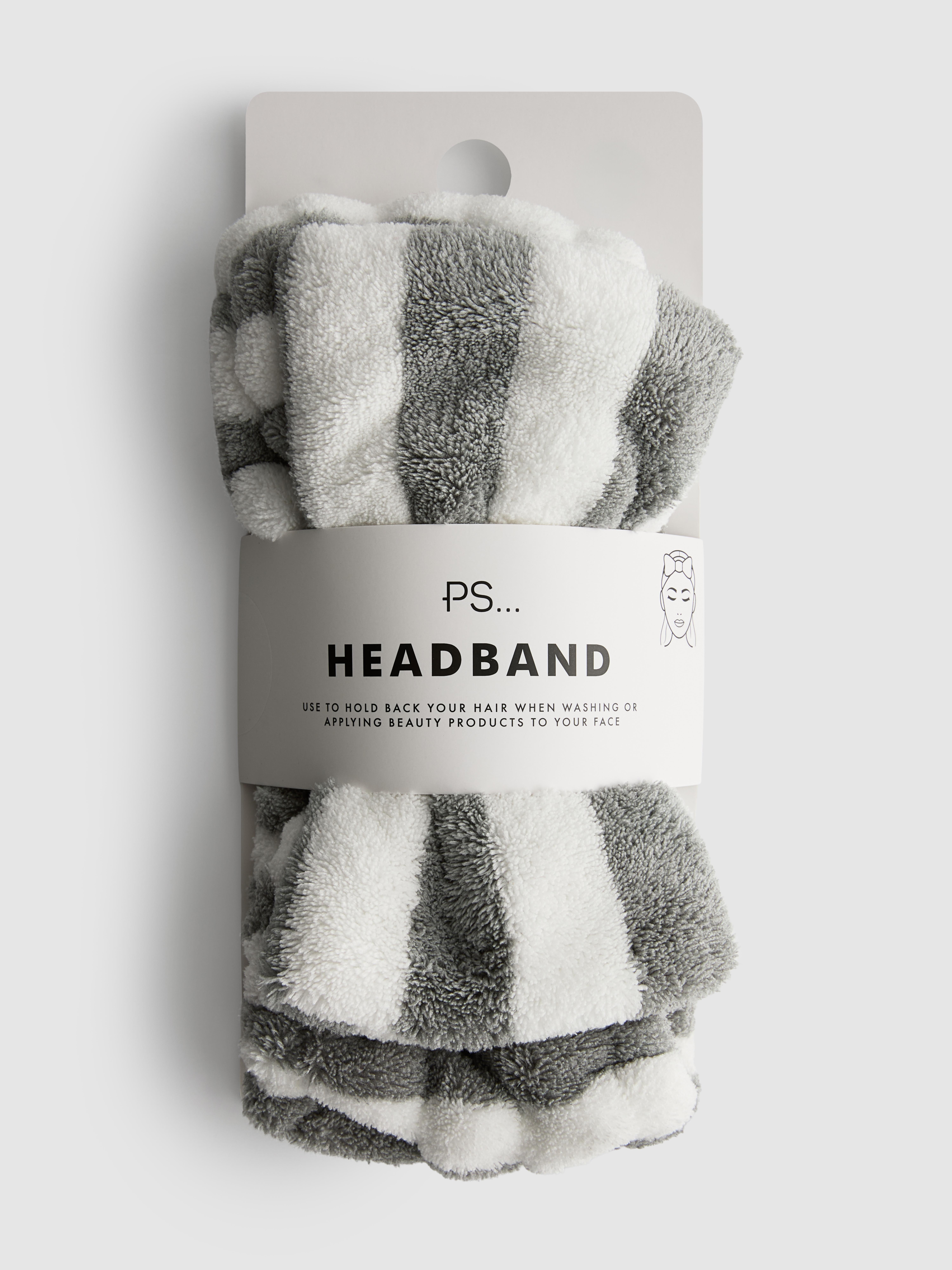 Women's Gray Stripe Plush Bow Headband