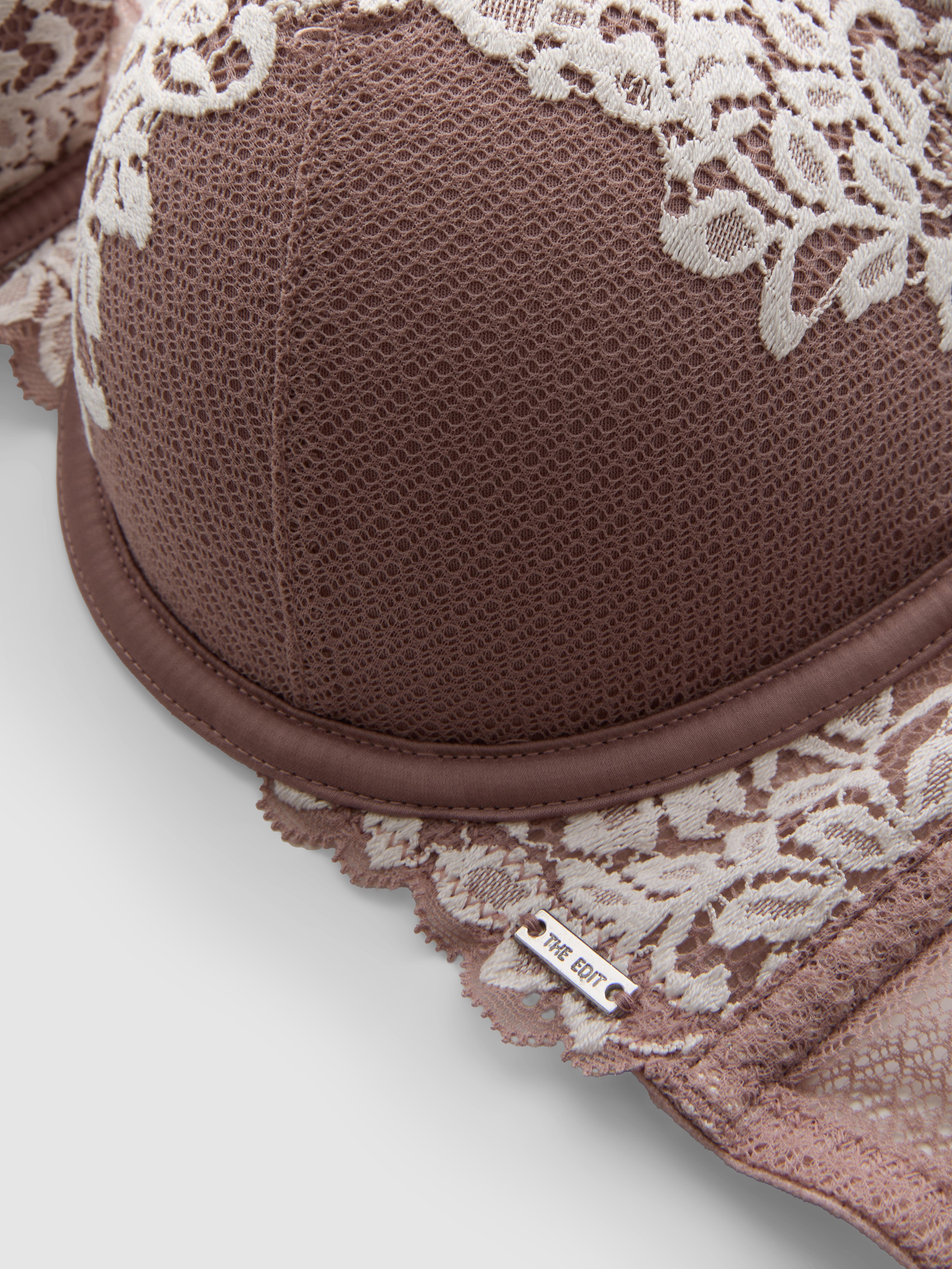 The Edit Floral Lace Push Up Balcony Bra