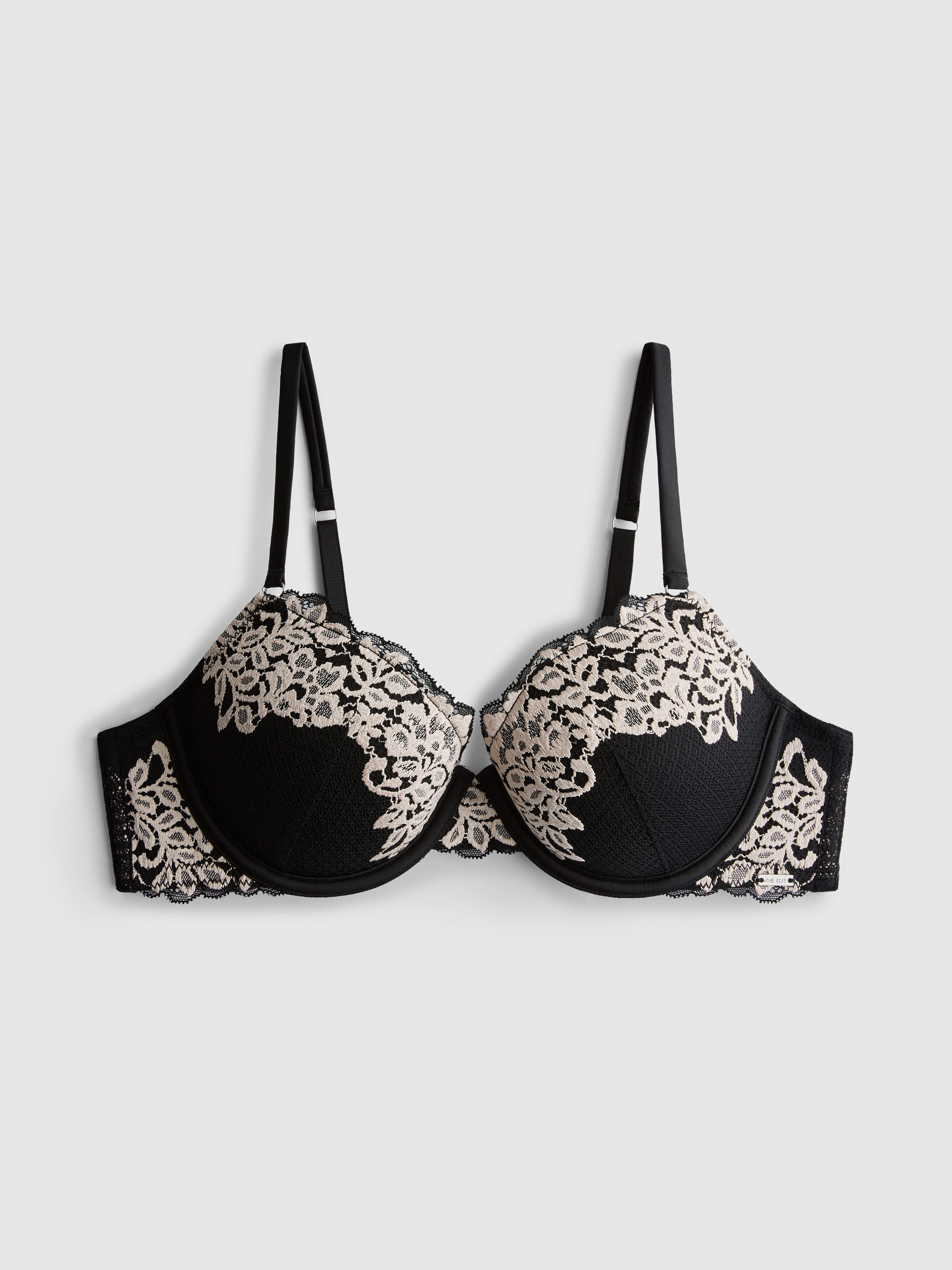 The Edit Floral Lace Push Up Balcony Bra