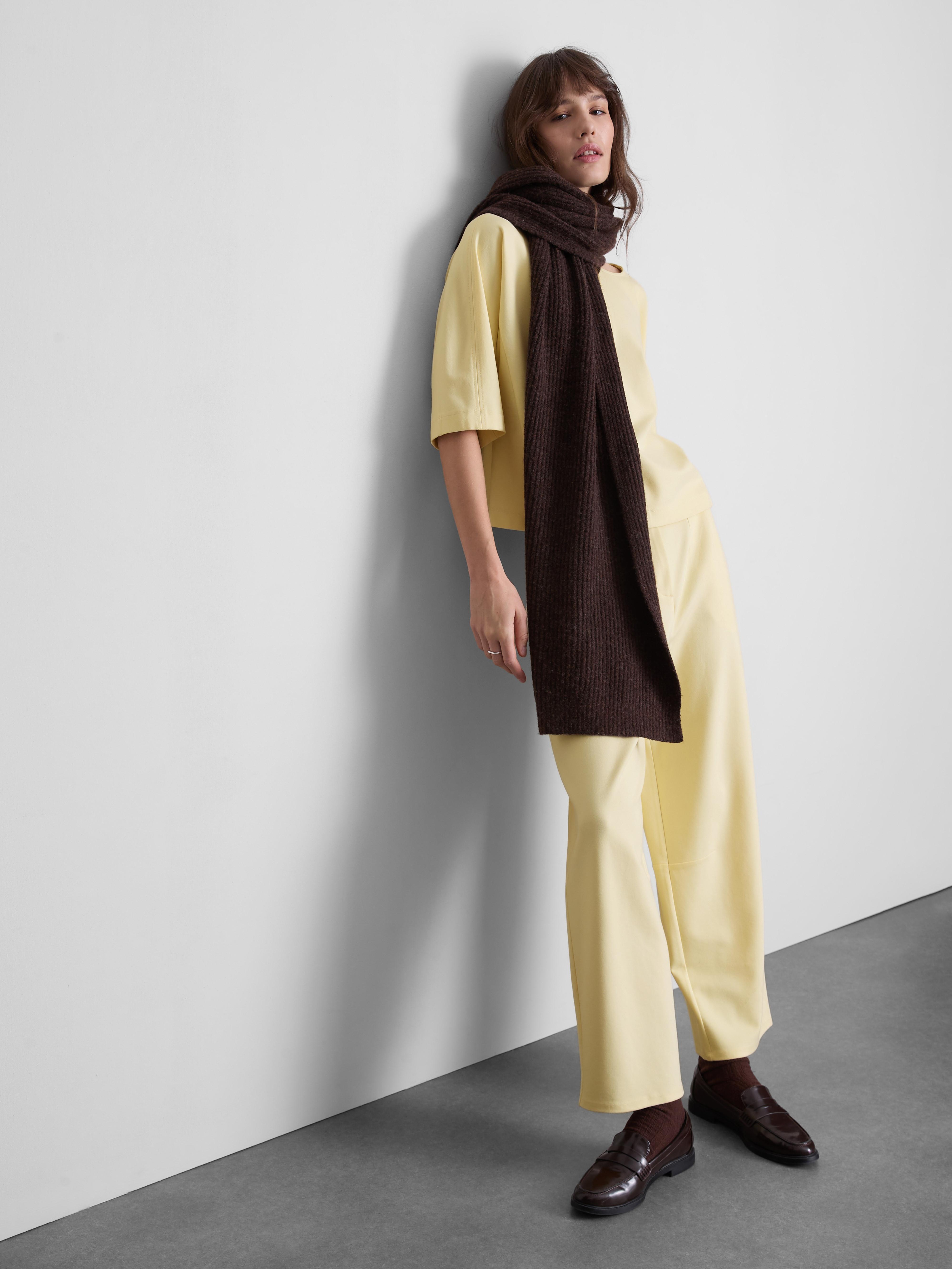 Women's Light Yellow Boxy Boatneck Tee