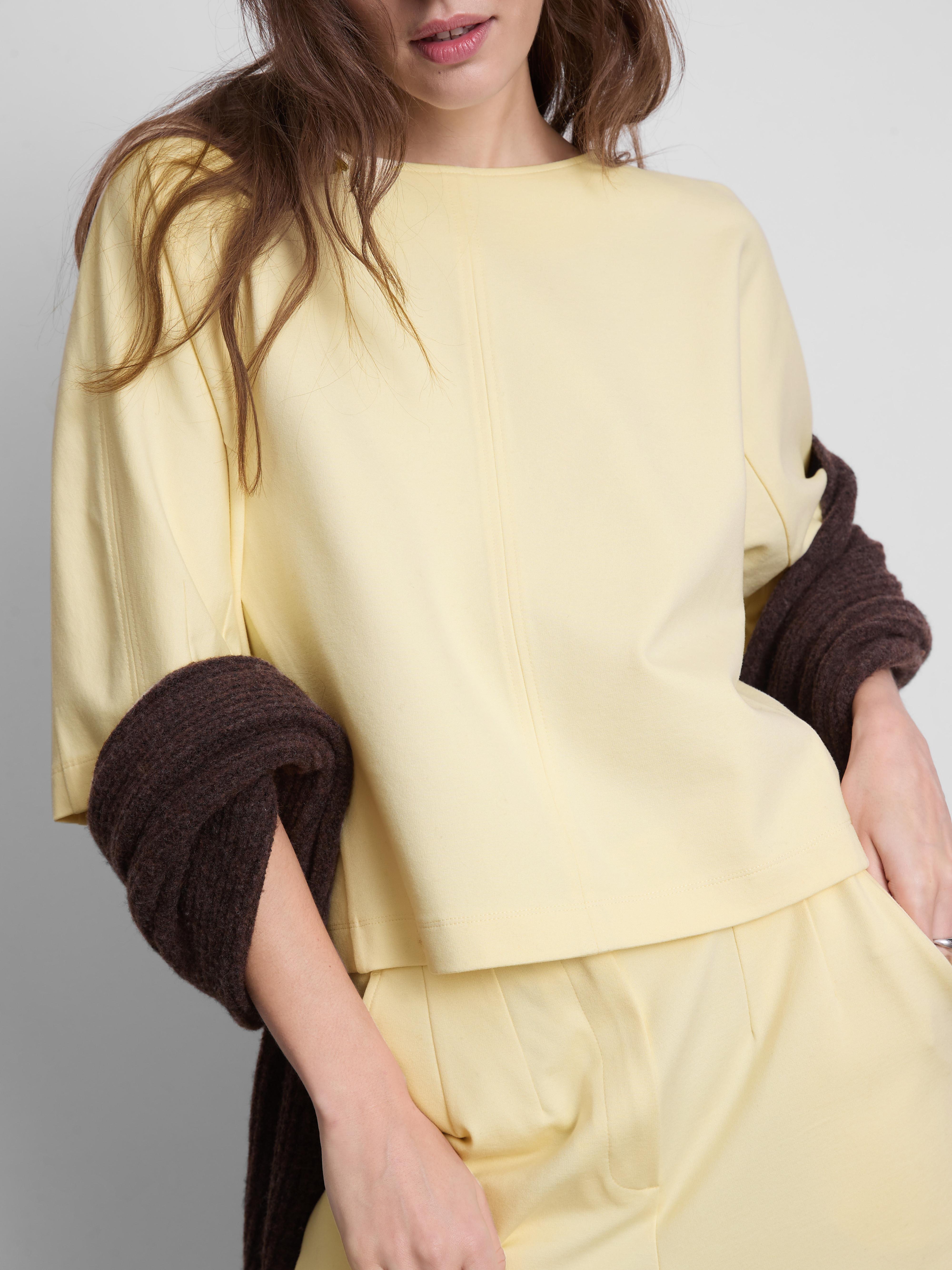 Women's Light Yellow Boxy Boatneck Tee