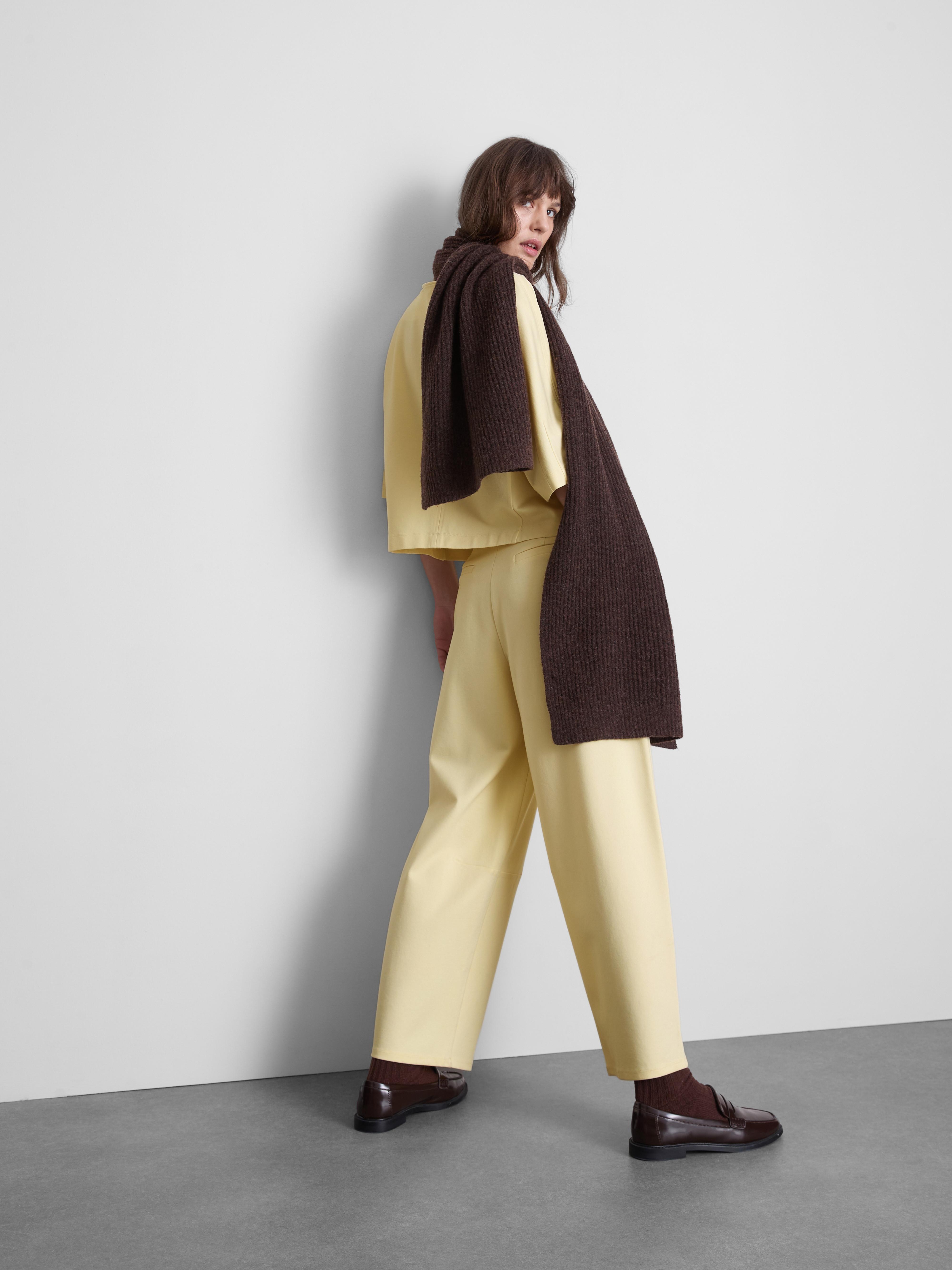 Women's Light Yellow Boxy Boatneck Tee