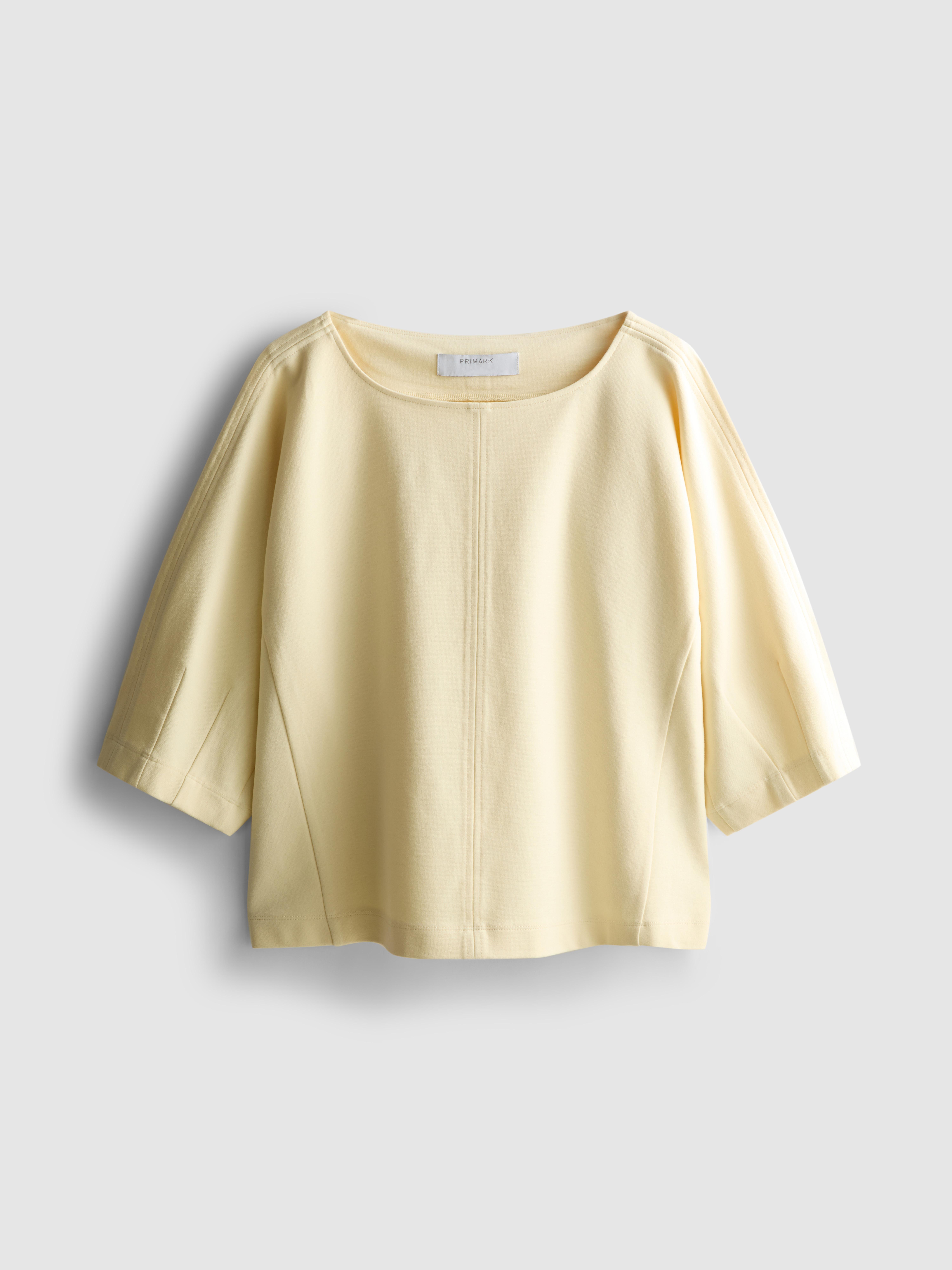 Women's Light Yellow Boxy Boatneck Tee